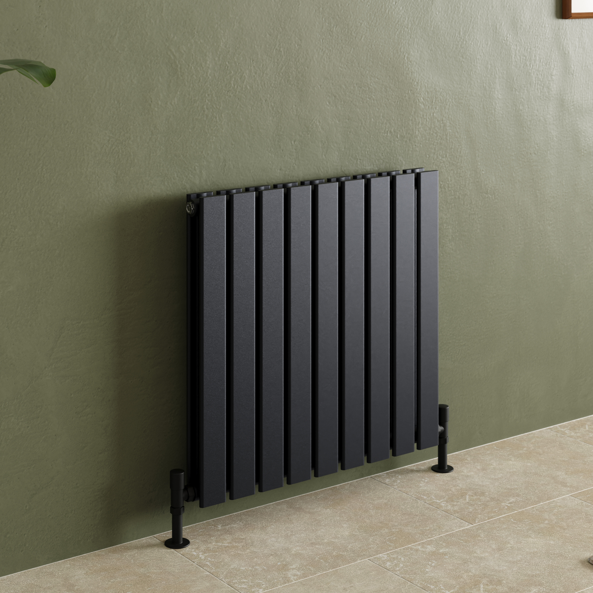 Toasty Radiance Matt Black Flat Panel Horizontal Radiator