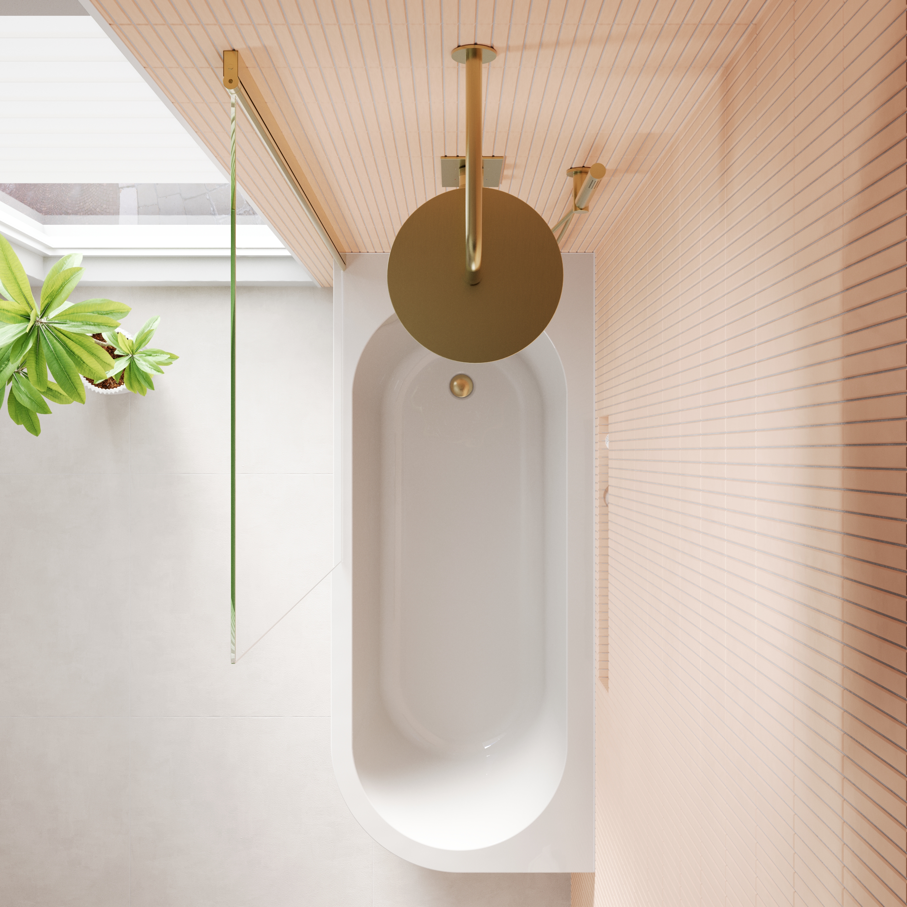 Armourcast Reinforced J Shaped Shower Bath with Panel & Brushed Brass Shower Screen - 1700mm