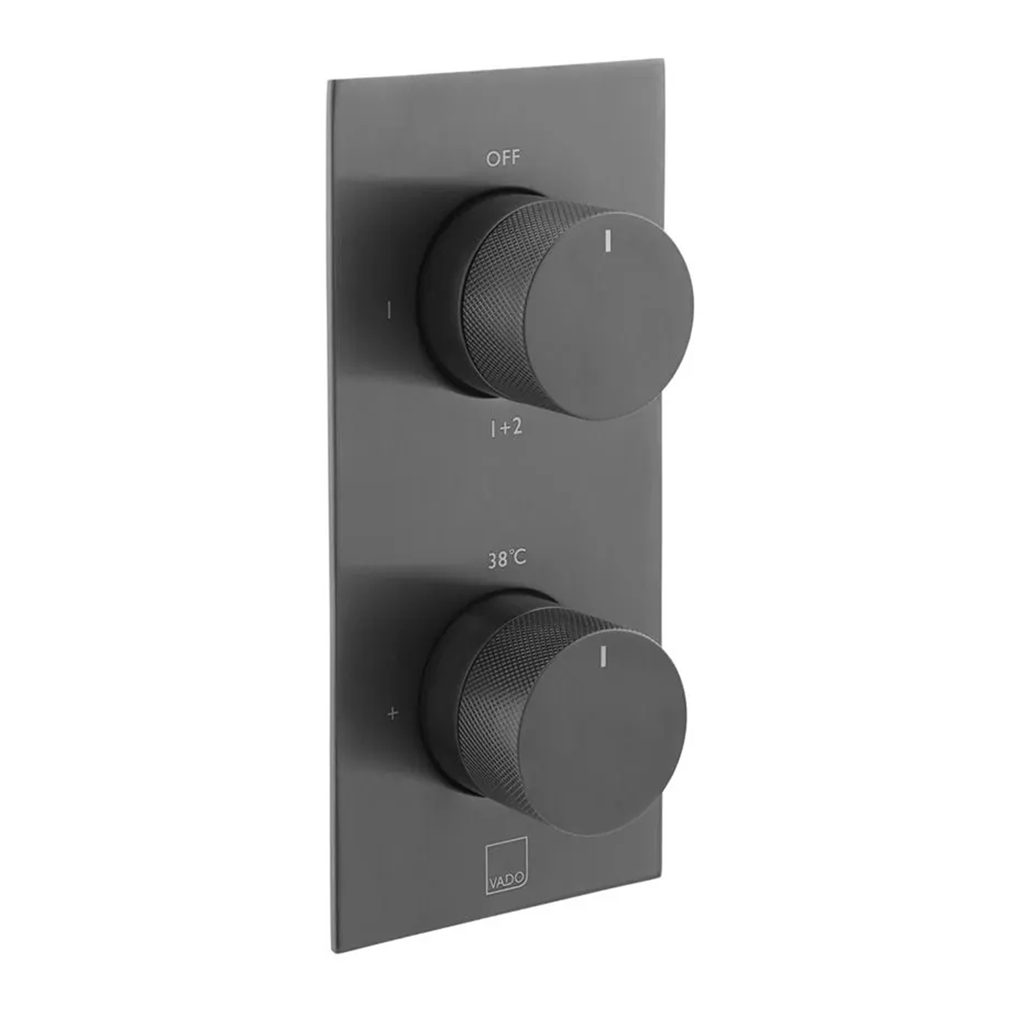 Vado Individual Tablet Knurled 2 Outlet 2 Handle Thermostatic Concealed Shower Valve