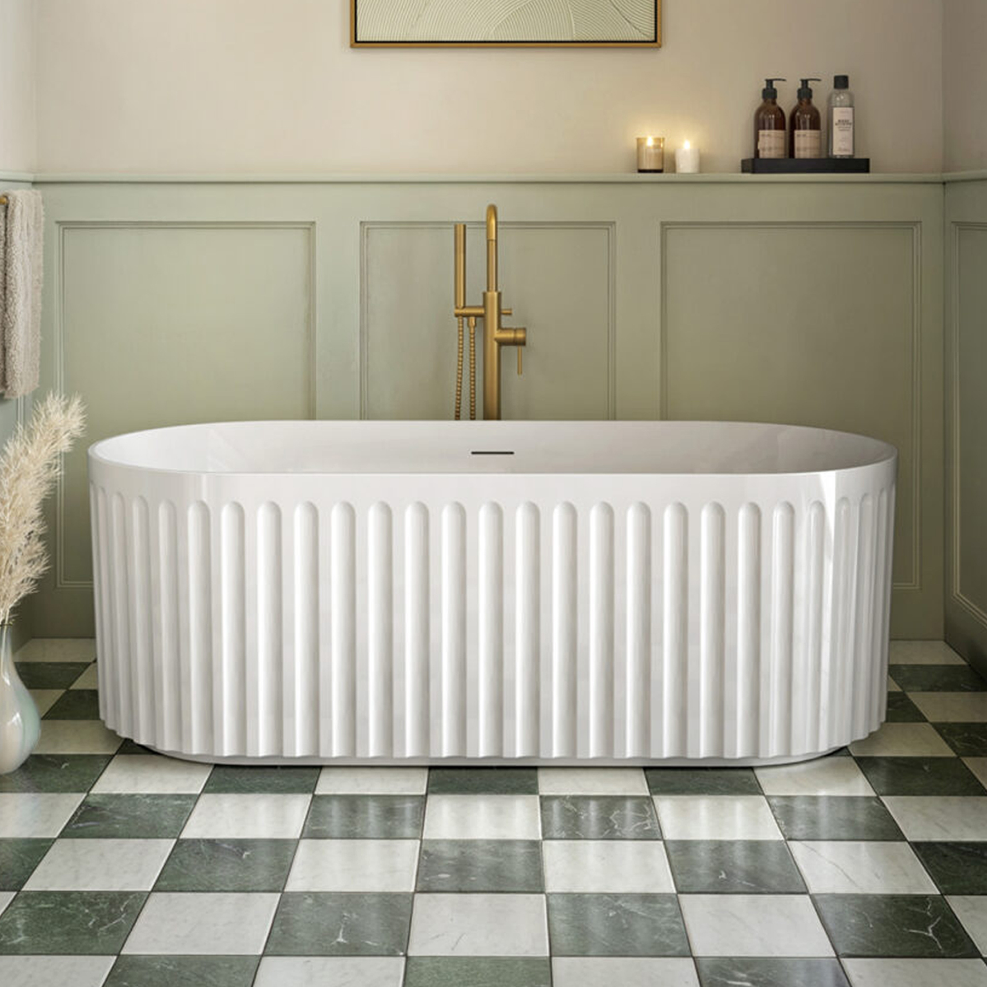 Drench Groove Oval Fluted Acrylic Bath - 1700 x 750mm