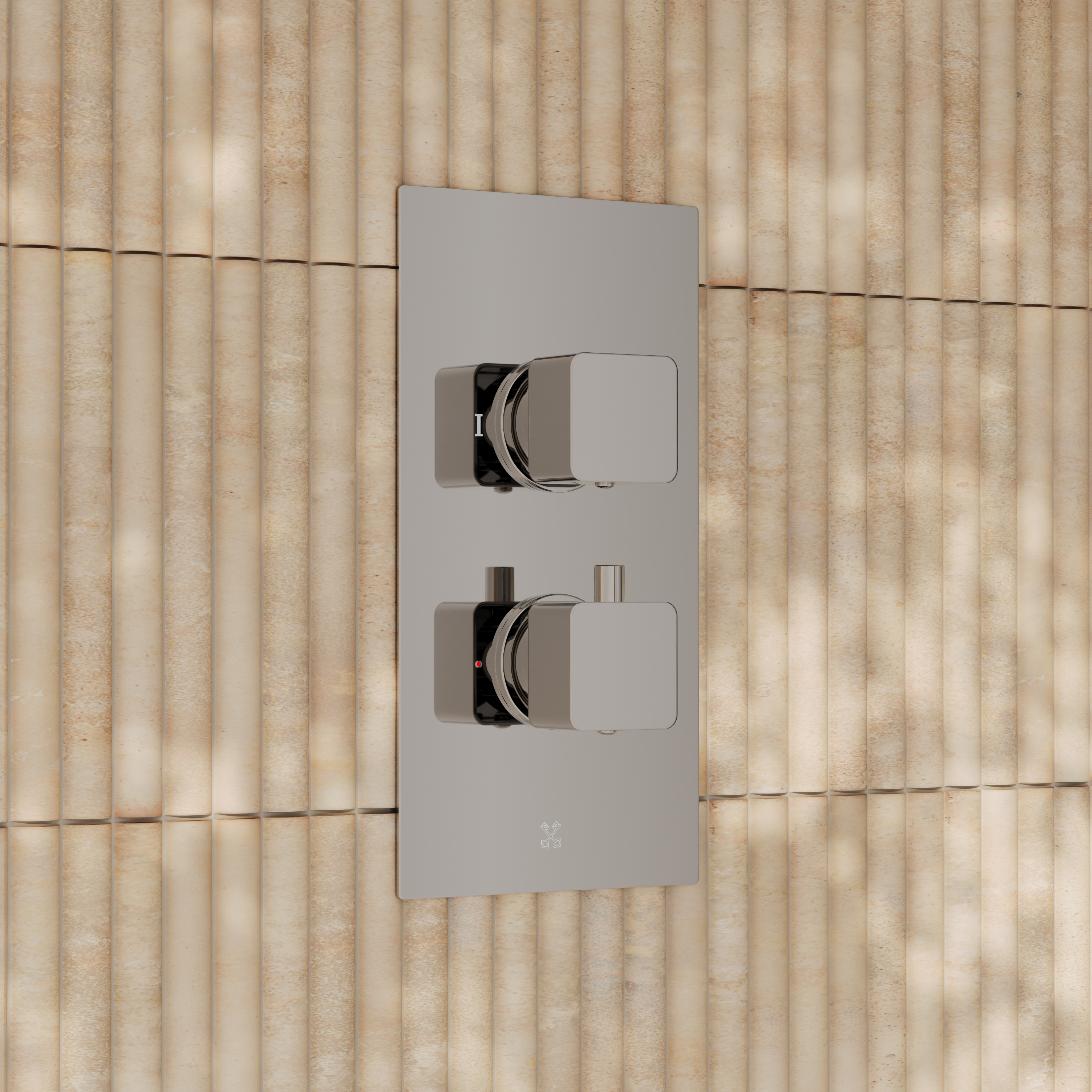 Core Portrait Shower Package with 2 Outlet Valve, Fixed Wall Mounted Square Shower Head & Shower Wall Kit