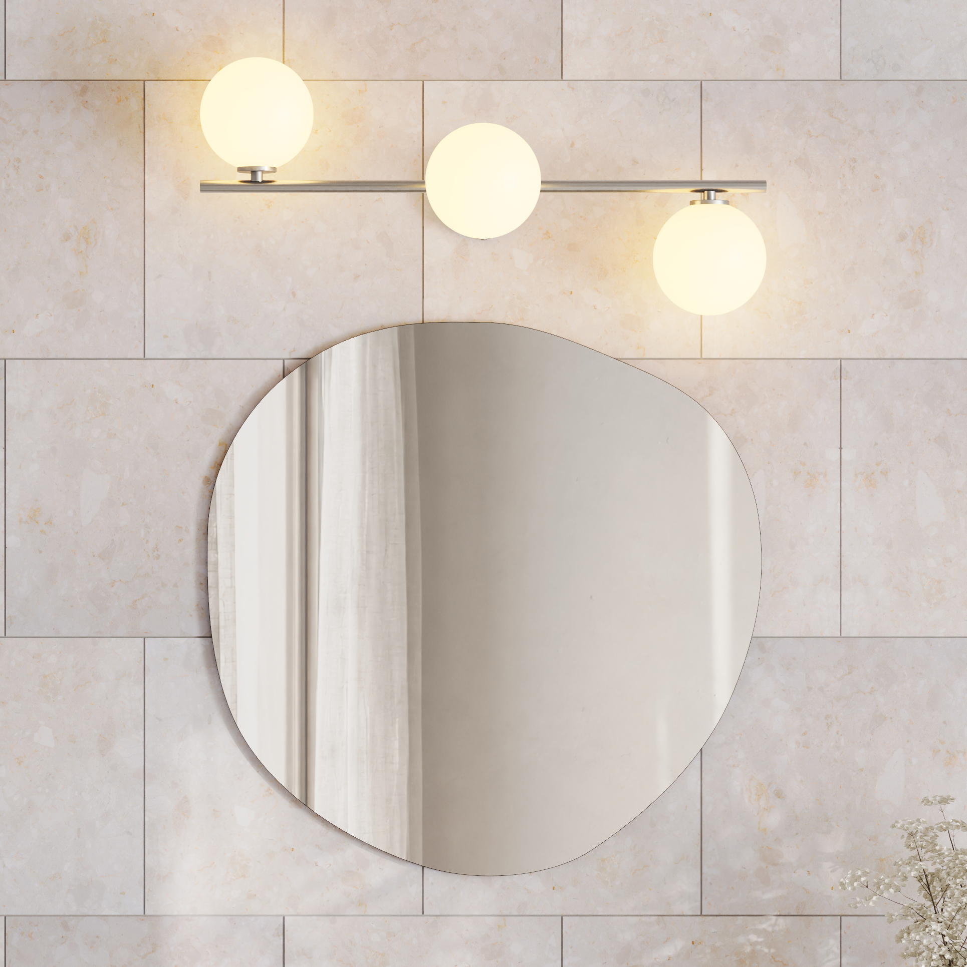 Organics Slim Mirror with 3 Sphere Light