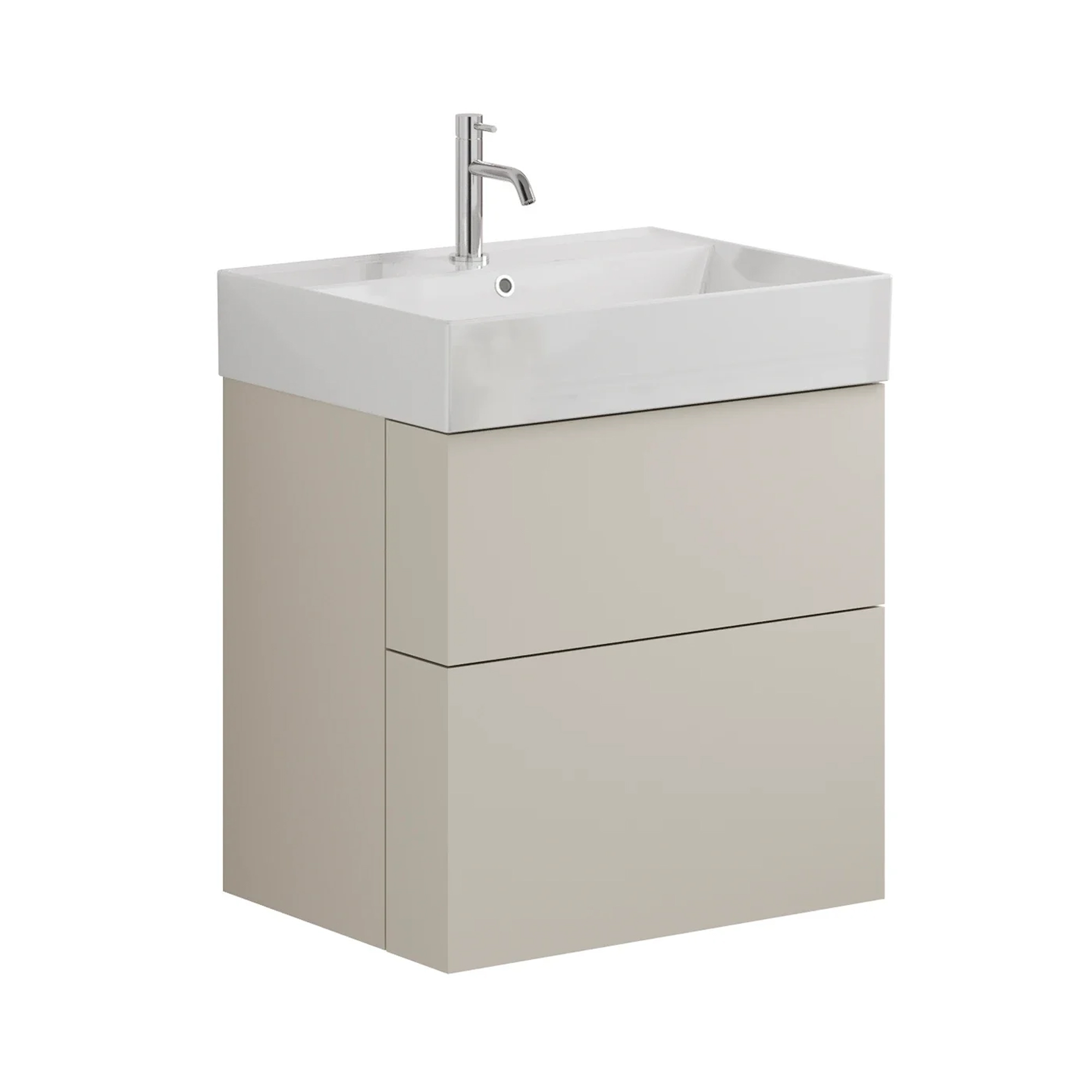 Crosswater Avenue 600mm Wall Mounted Double Drawer Vanity Unit & Fine Fire Clay Basin