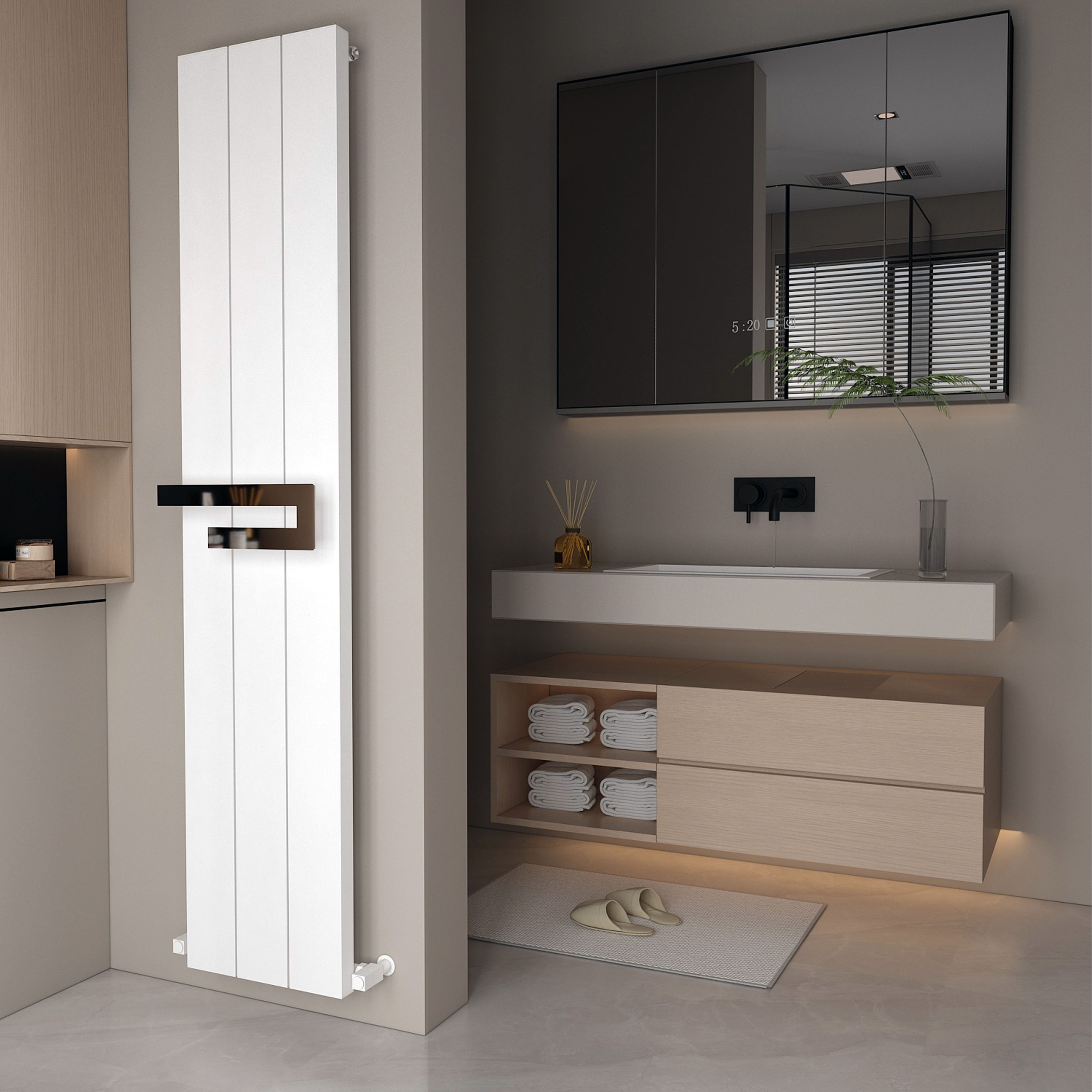 Carisa Elvino Bath Aluminium Vertical Radiator & Towel Rail