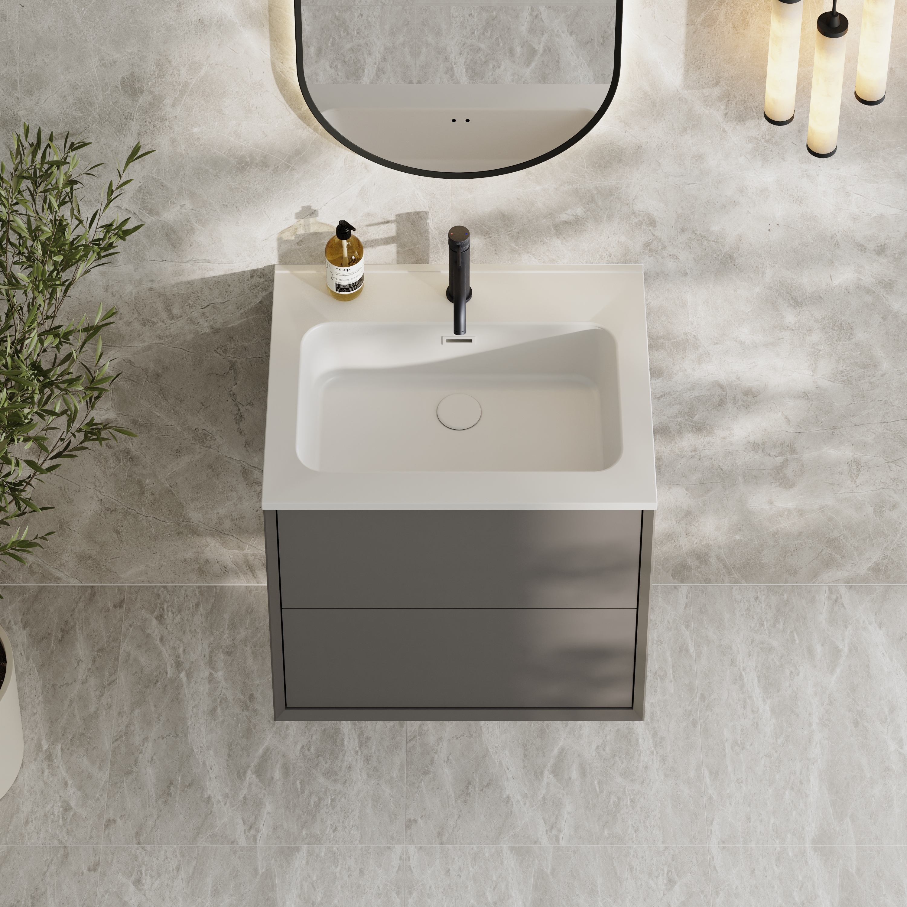 Oslo 600mm Wall Mounted Vanity Unit & Matt White Basin