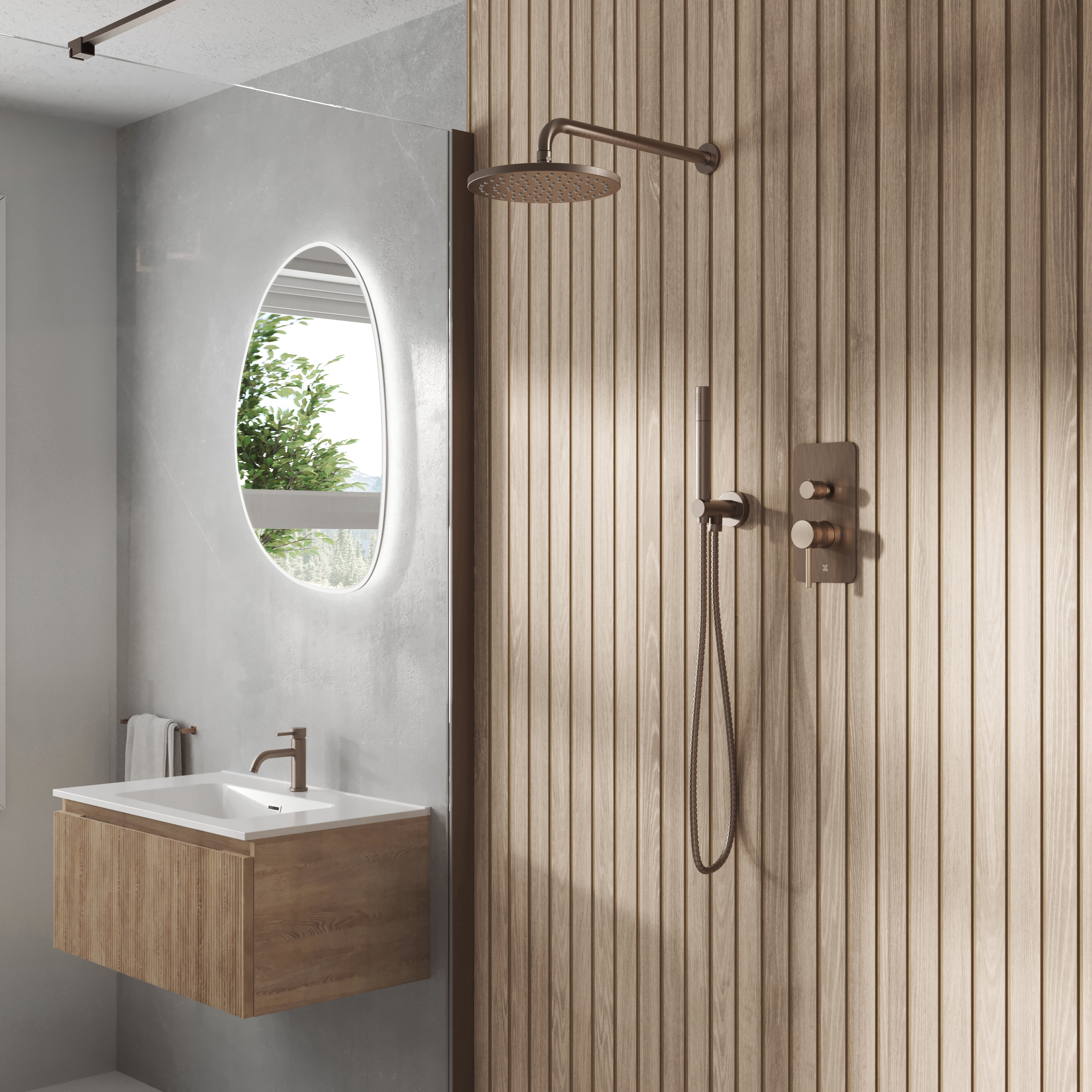 Core Shower Package with 2 Outlet Manual Valve, Fixed Wall Mounted Shower Head & Shower Kit