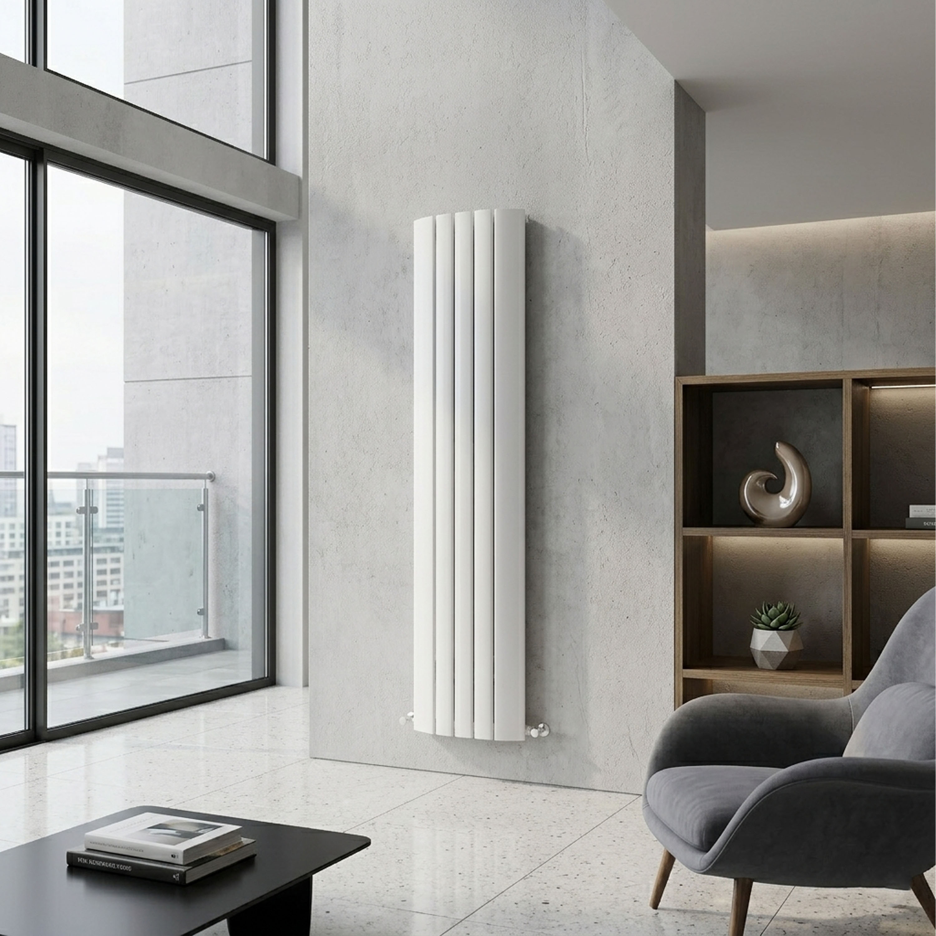 Carisa Gaia Oval Single Panel Vertical Aluminium Radiator