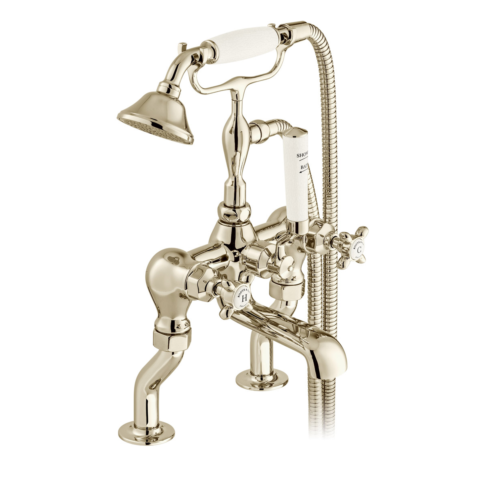 Booth & Co Axbridge Traditional Crosshead Deck Mounted Bath Shower Mixer Tap