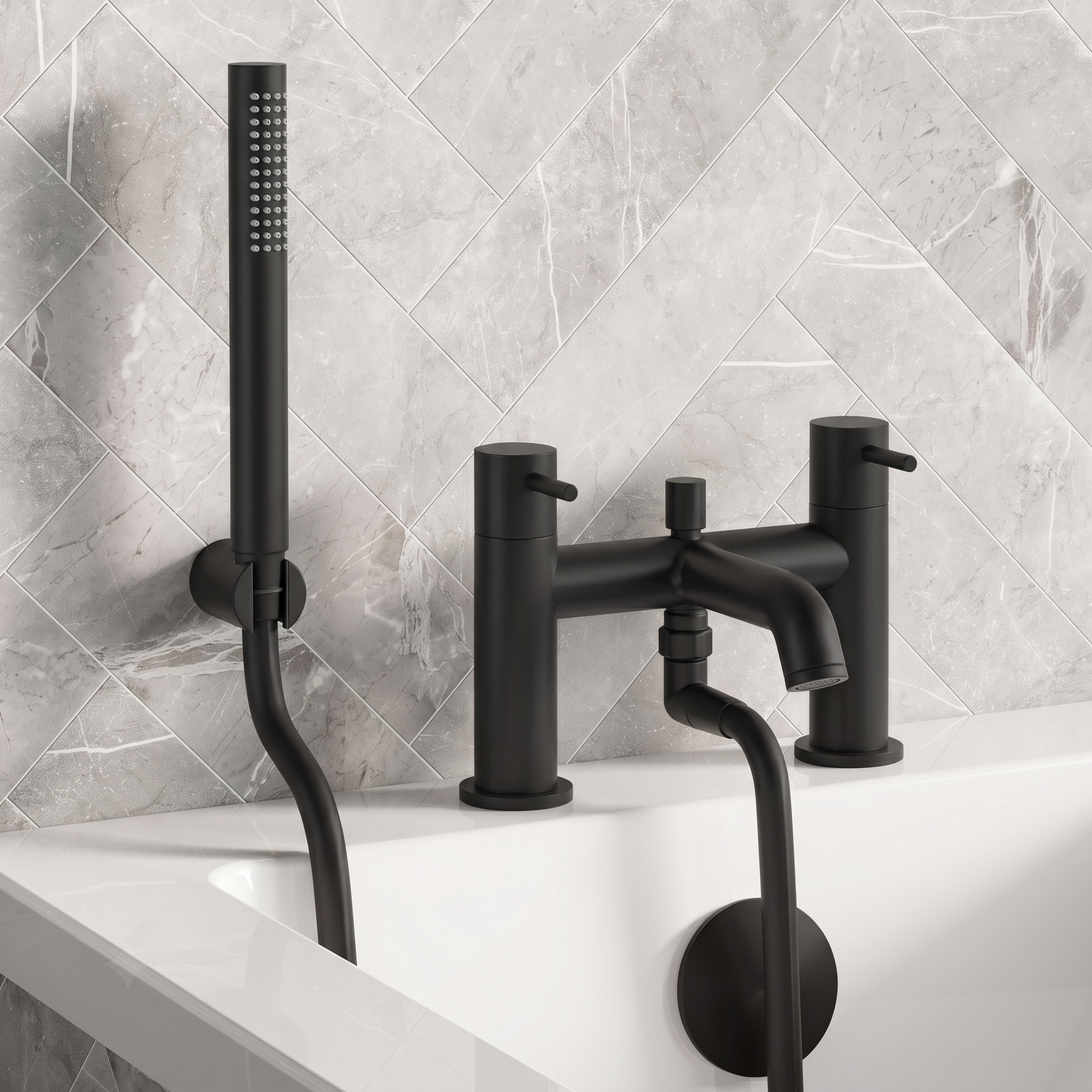 Harbour Clarity Matt Black Bath Shower Mixer Tap & Shower Kit