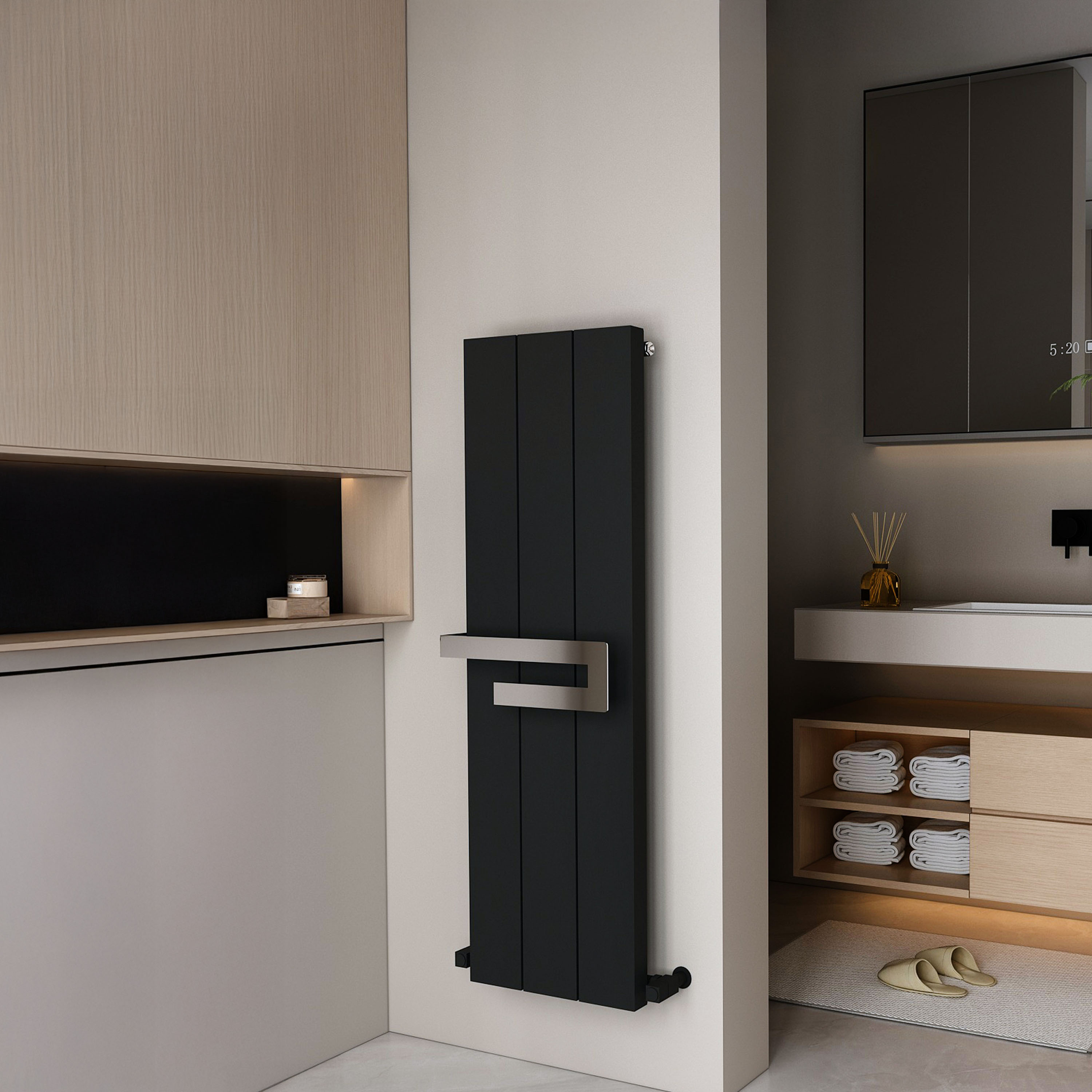 Carisa Elvino Bath Aluminium Vertical Radiator & Towel Rail