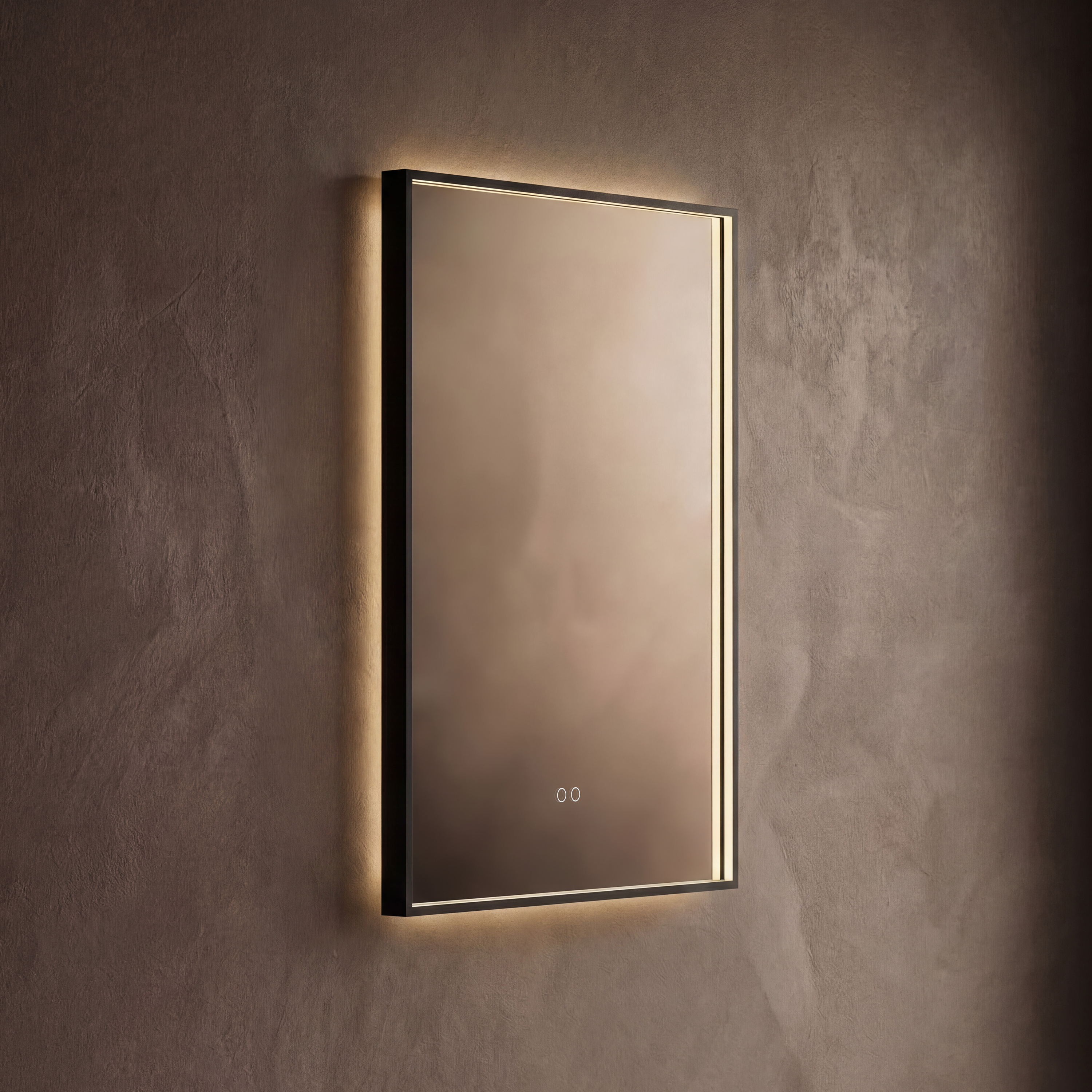 Origins Living Kingsley Matt Black Illuminated Rectangular Mirror with Colour Change Lights - 600 x 800mm