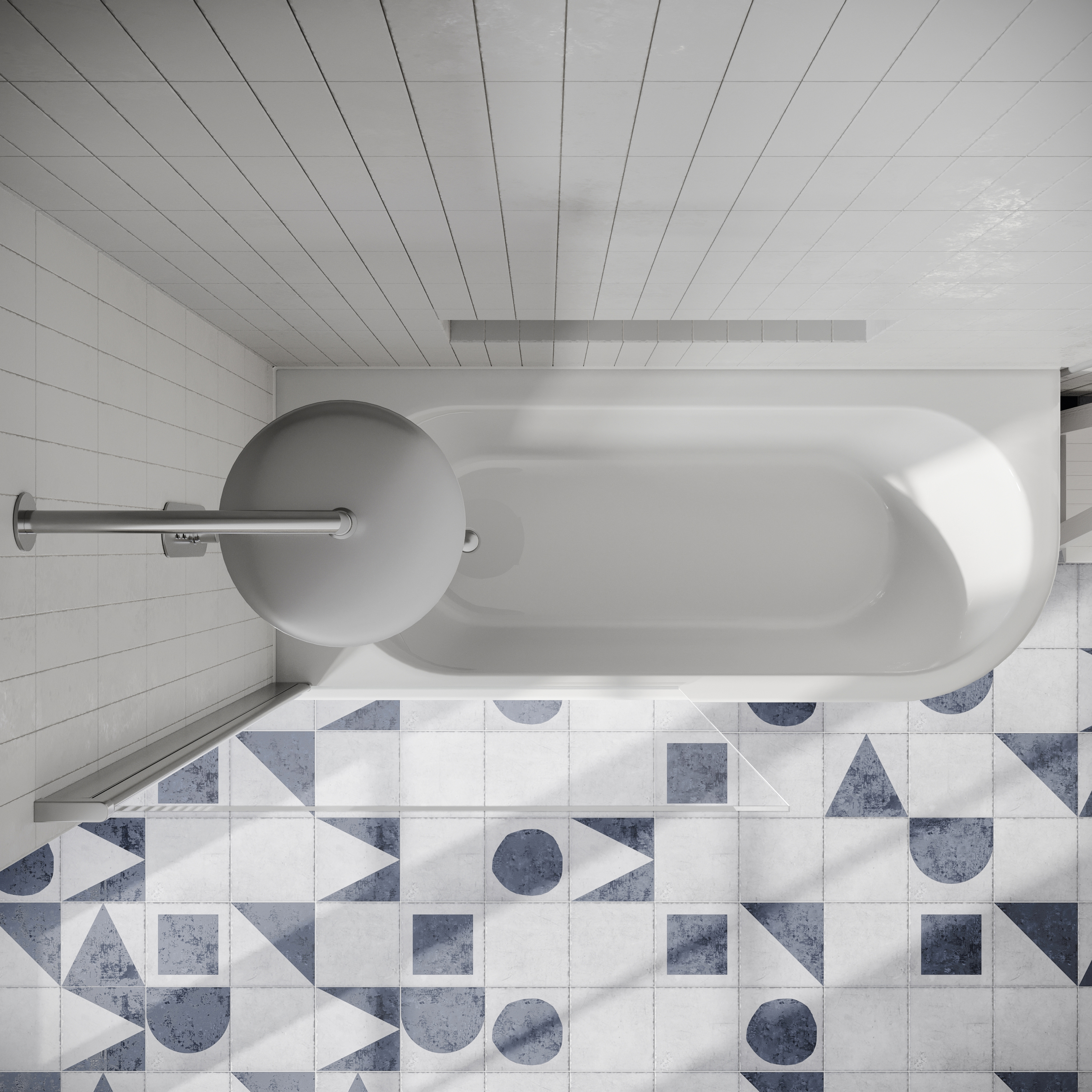 Drench J Shaped Shower Bath with Panel & Shower Screen - 1700mm