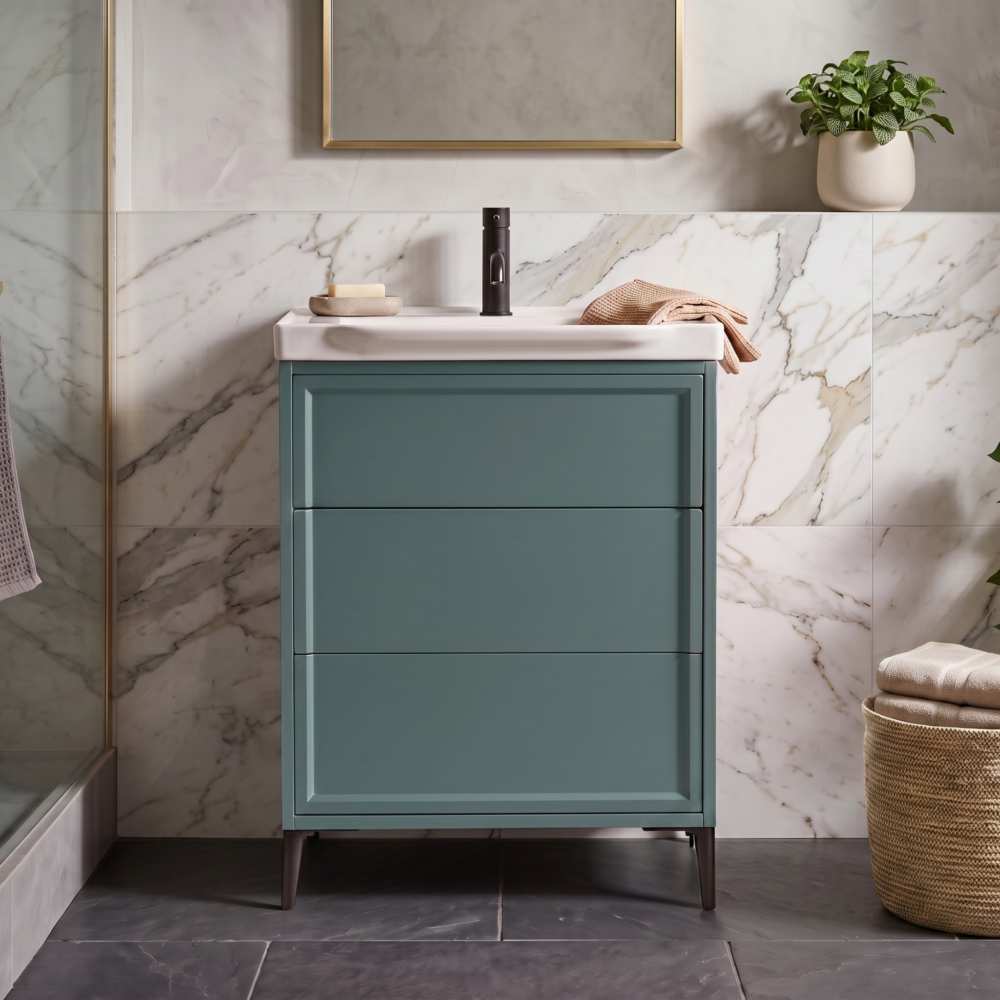 Elara 600mm Floorstanding Vanity Unit & Basin with Leg Set