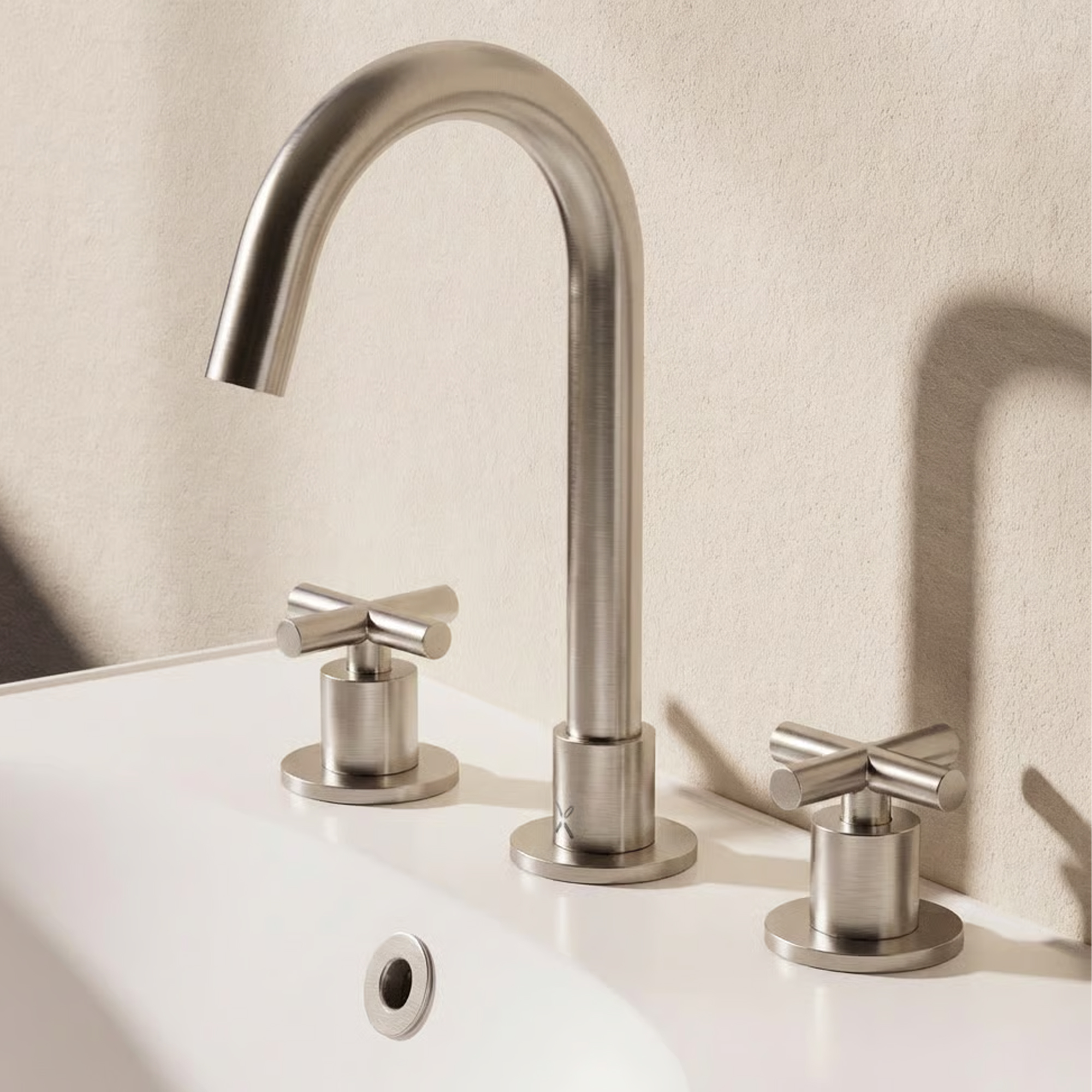 Crosswater MPRO 3 Hole Basin Mixer Tap with Crosshead Handles