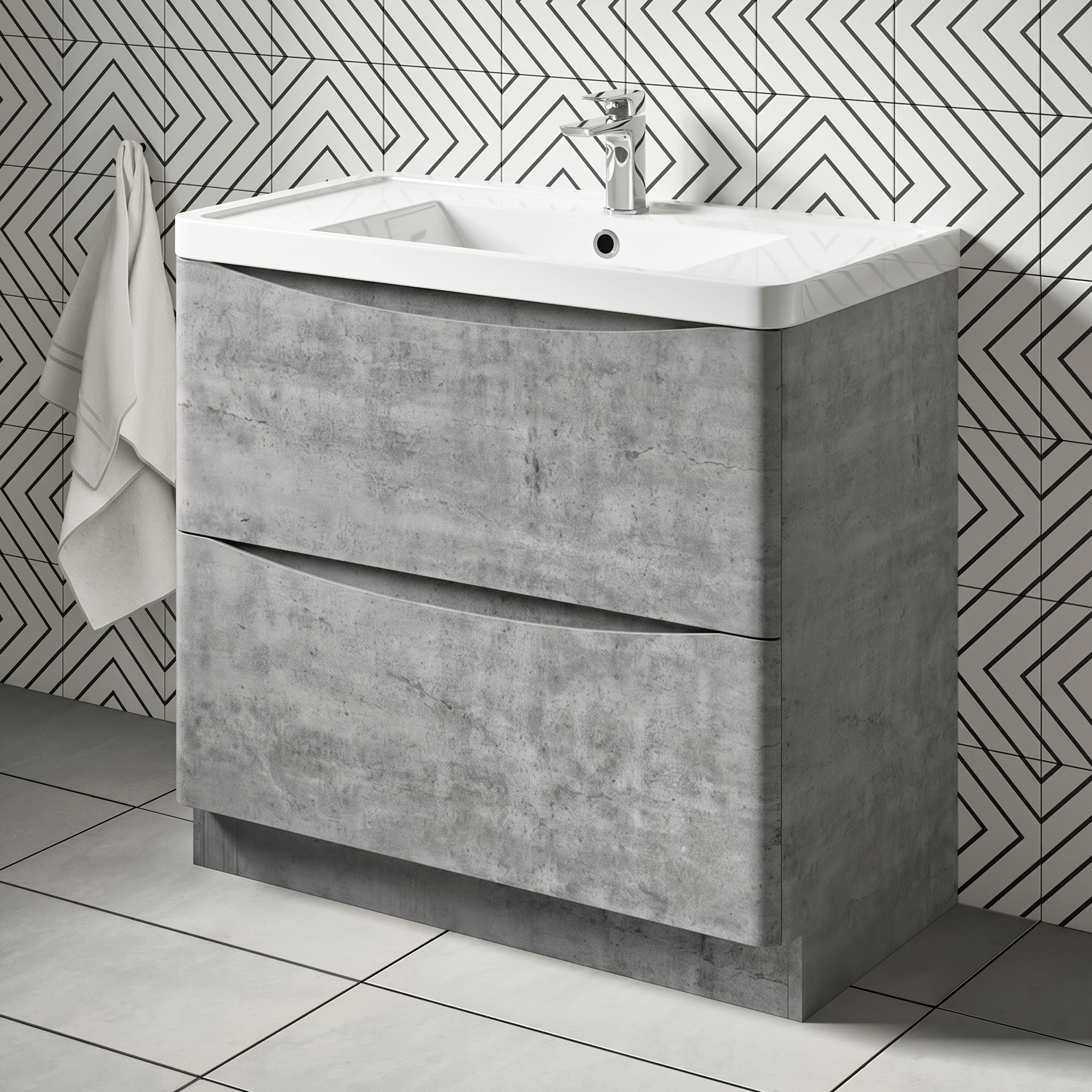 Harbour Clarity 900mm Floorstanding Concrete Vanity Unit & Basin