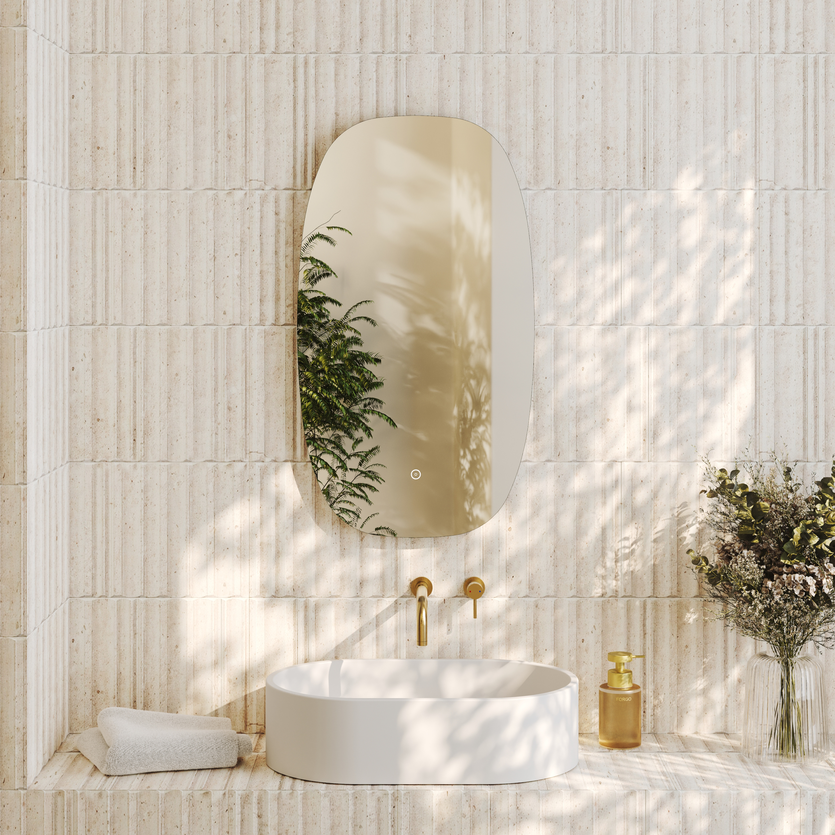 Arc LED Illuminated Barrel Mirror with Demister Pad - 450 x 800mm