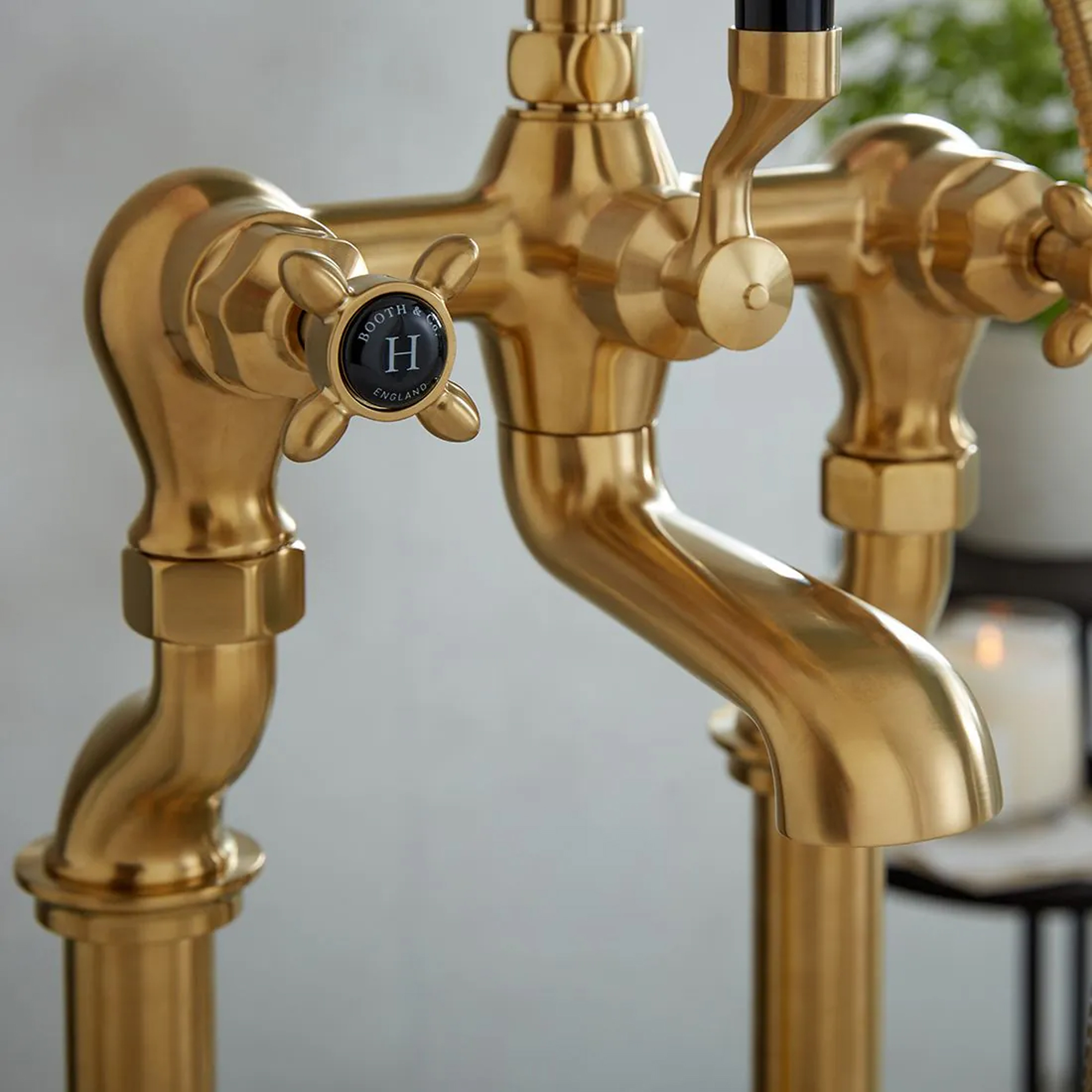 Booth & Co Axbridge Traditional Crosshead Floorstanding Bath Shower Mixer Tap