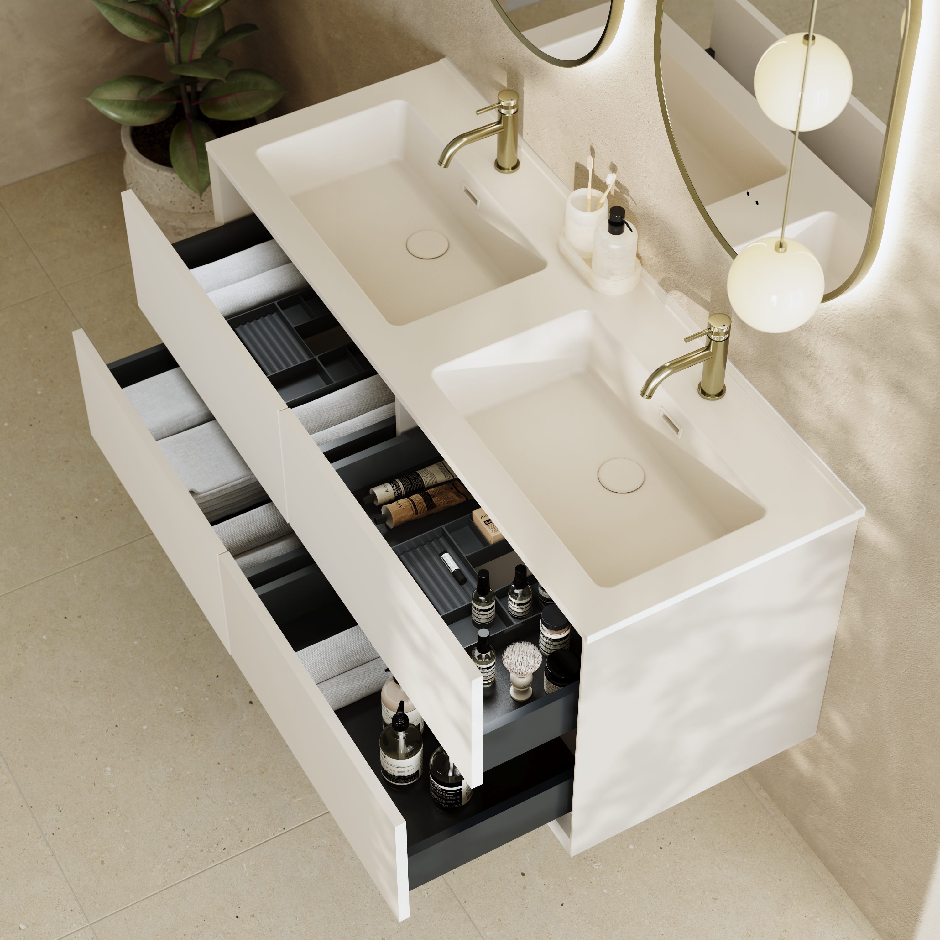 Oslo 1200mm Wall Mounted Vanity Unit & Matt White Basin