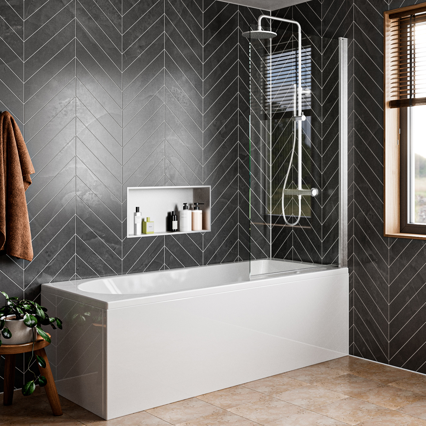Crosswater Clear 6 6mm Easy Clean Single Hinged Bath Screen - 1500 x 800mm