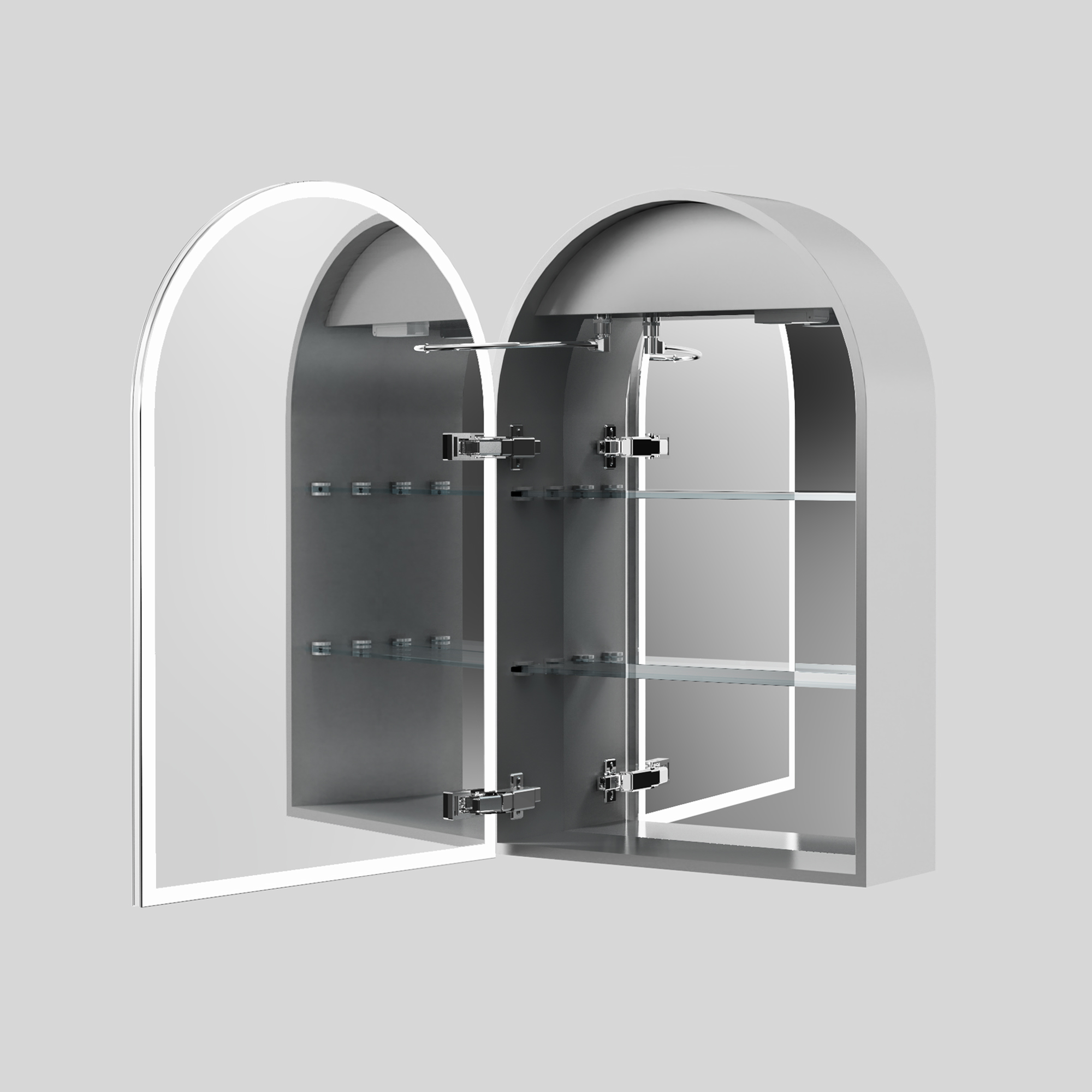 Harper LED Arch Mirrored Cabinet with Demister Pad, Shaver Socket & Colour Change Lights - 500 x 750mm