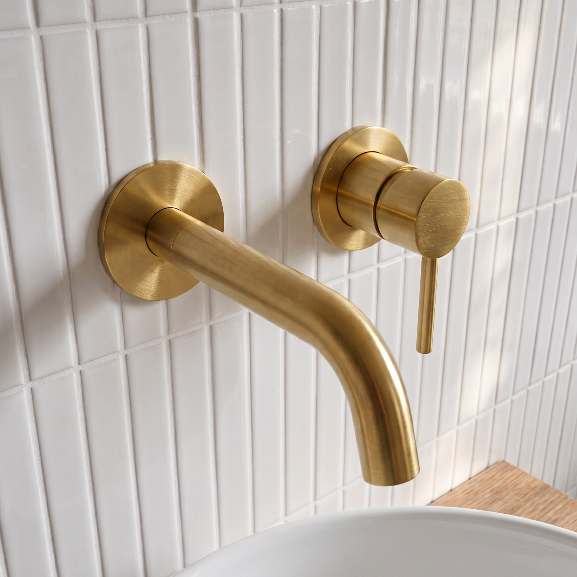 Harbour Clarity Brushed Brass Wall Mounted Basin Mixer