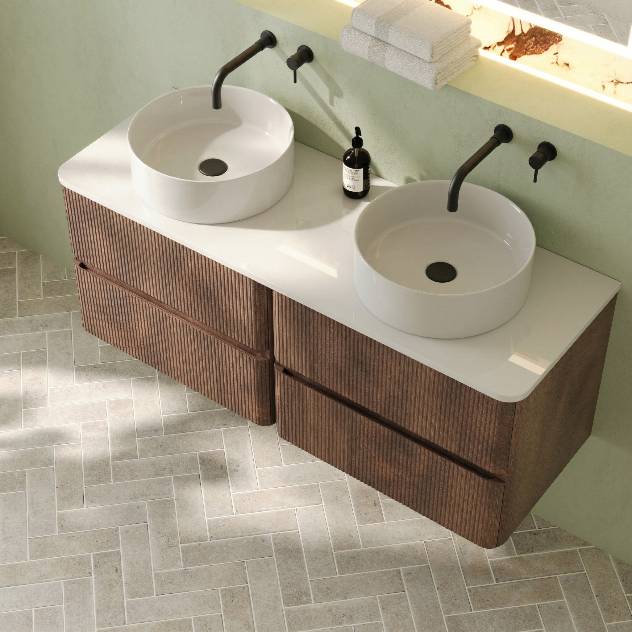 Drench Origin 1200mm Fluted Wall Mounted Vanity Unit & Countertop