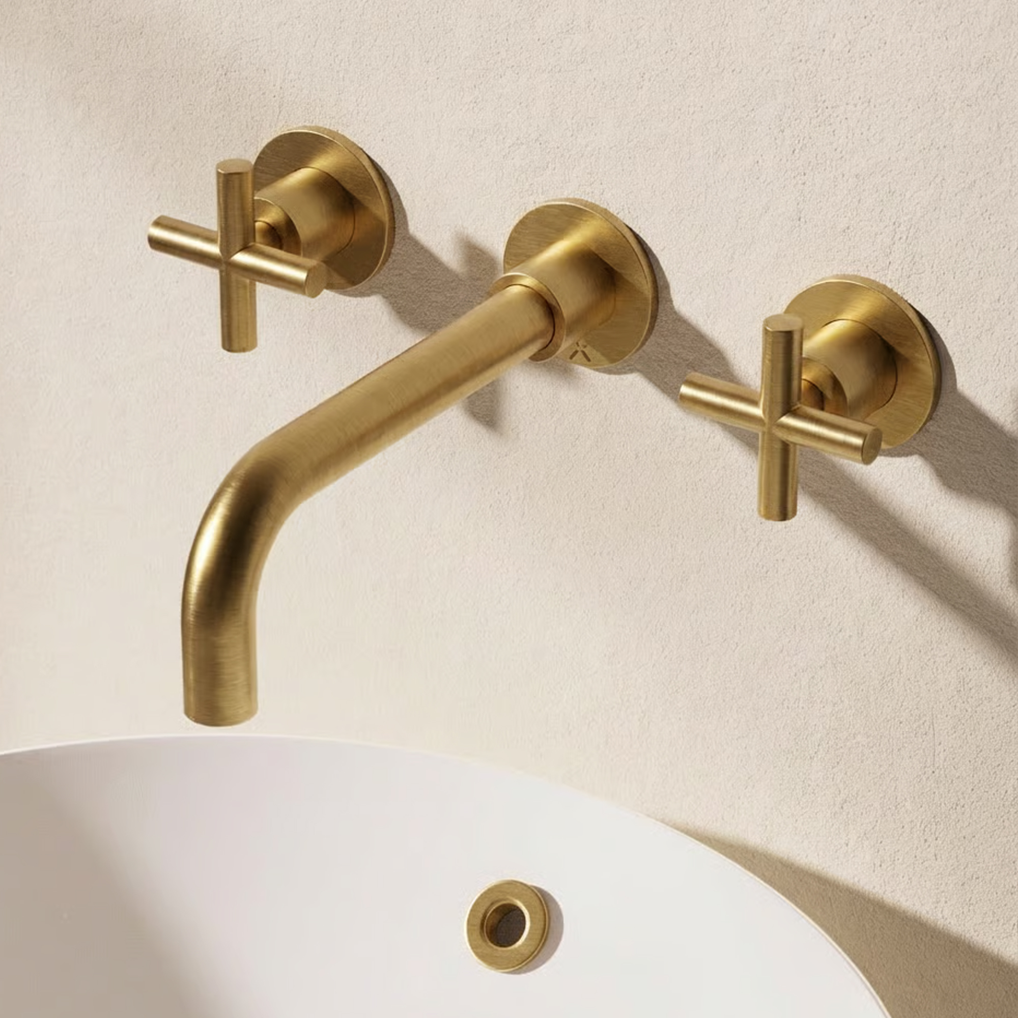 Crosswater MPRO 3 Hole Wall Mounted Basin Mixer Tap with Crosshead Handles