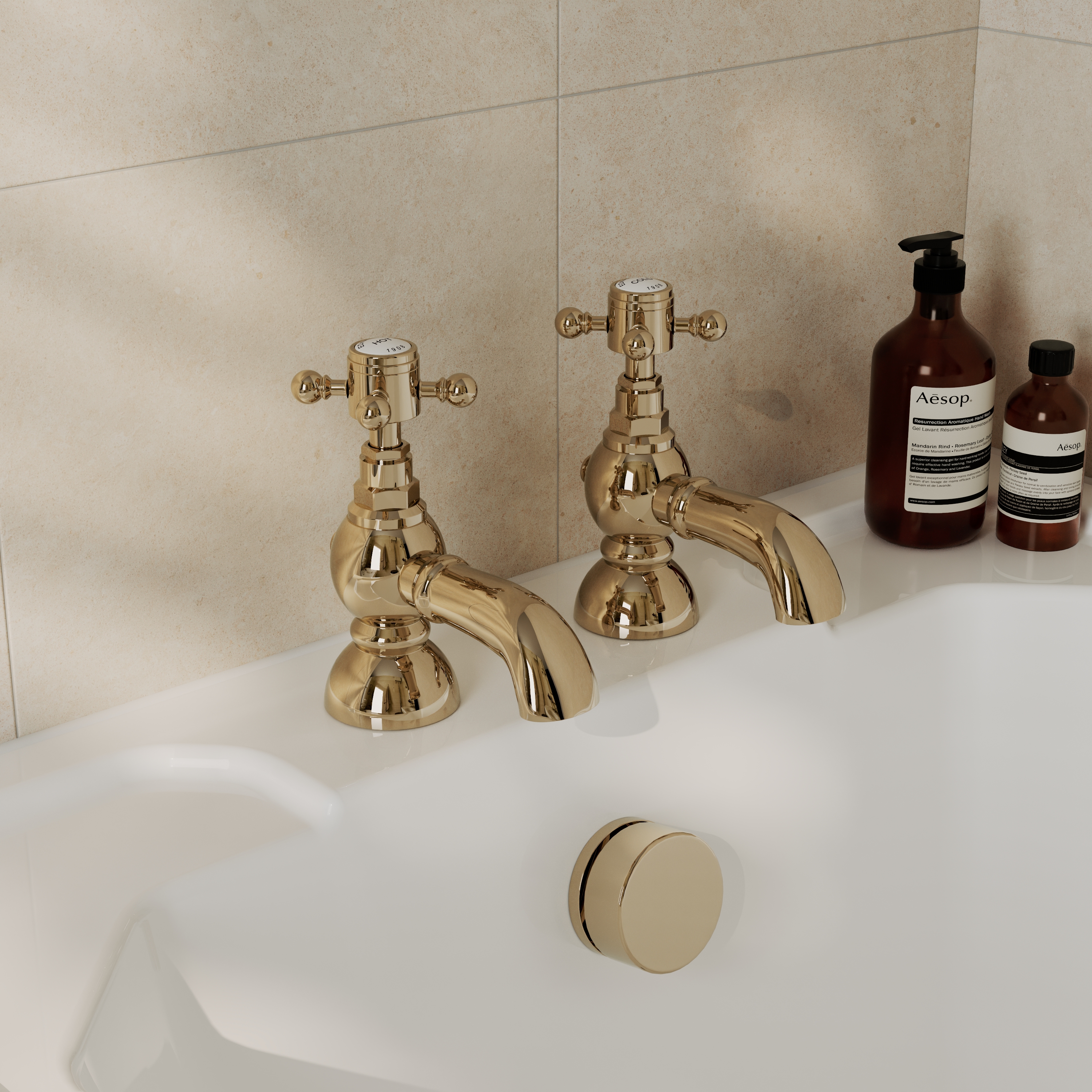 Butler & Rose Eliza Crosshead Bath Pillar Taps