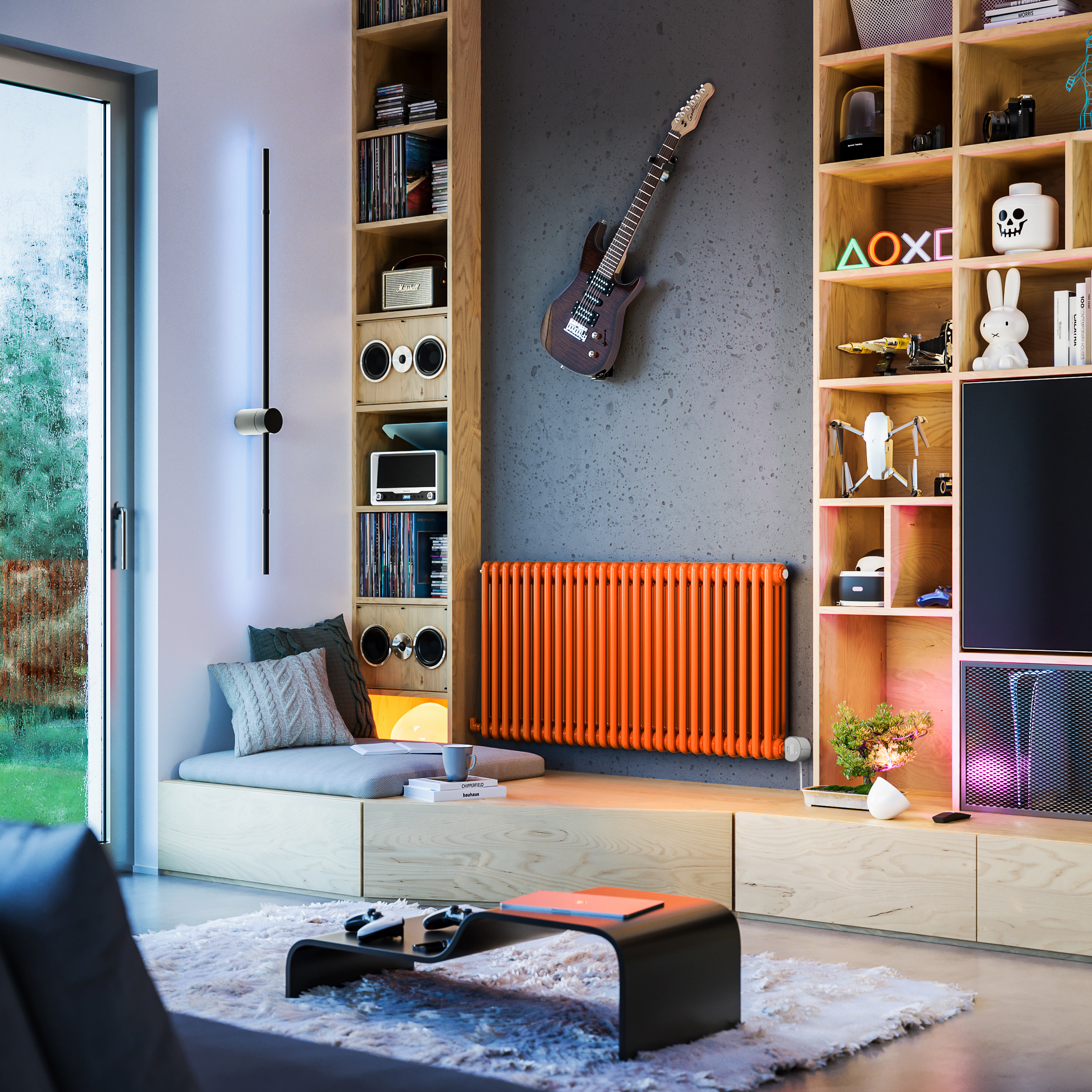 Terma Colorado Electric 3 Column Horizontal Radiator with VEO Wi-Fi Controlled Heating Element