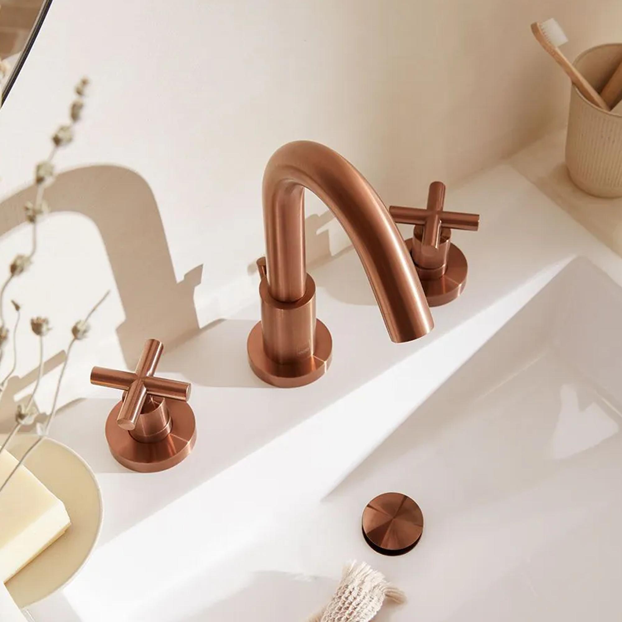 Vado Individual Elements 3 Hole Deck Mounted Basin Mixer Tap with Pop-Up Waste
