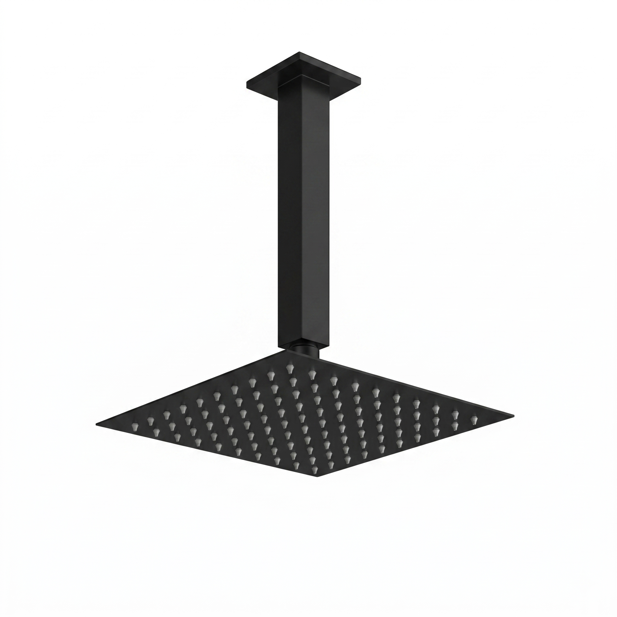 Harbour Status Matt Black 200mm Fixed Shower Head & Ceiling Arm