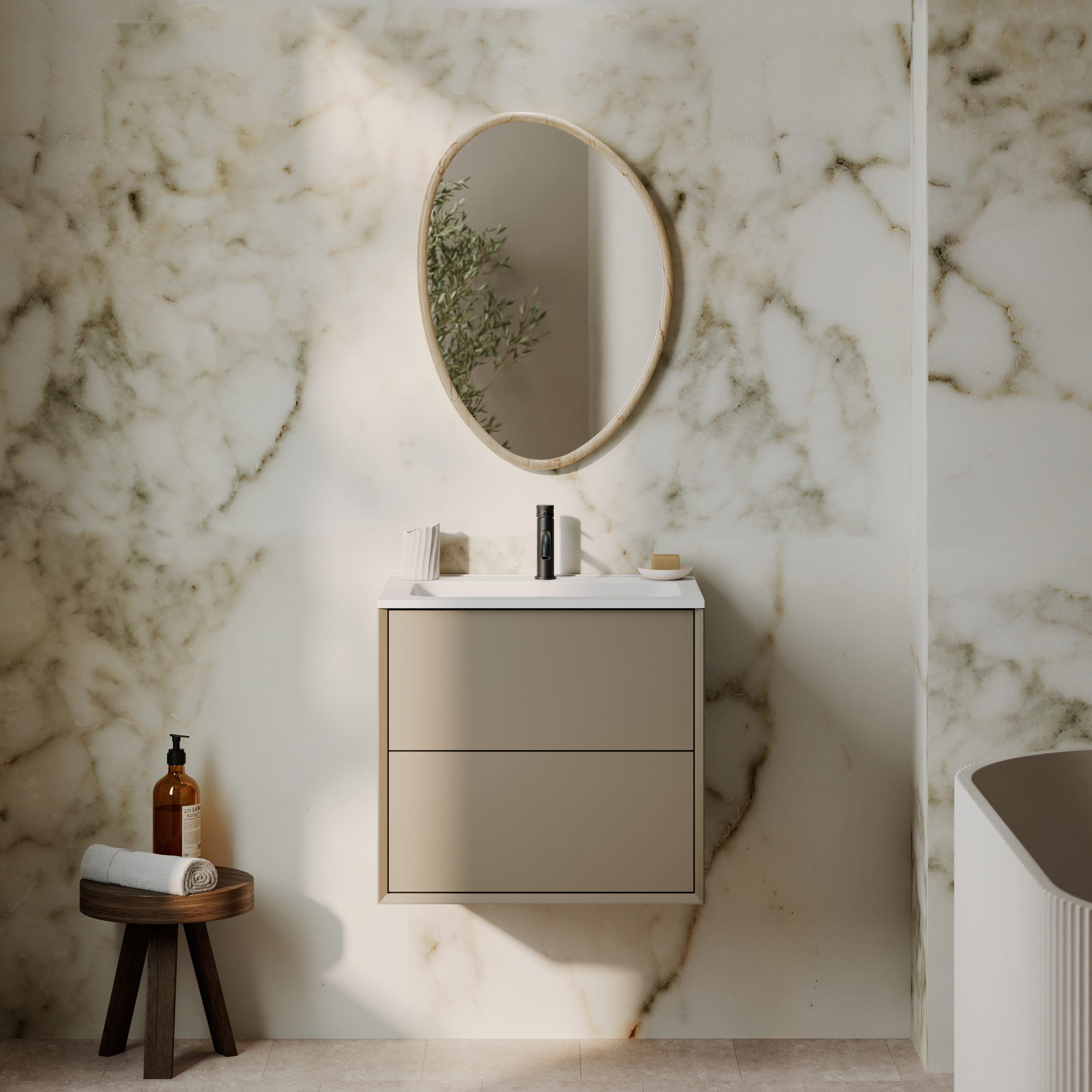 Siena Stone Effect Framed Mirror - 500 x 700mm