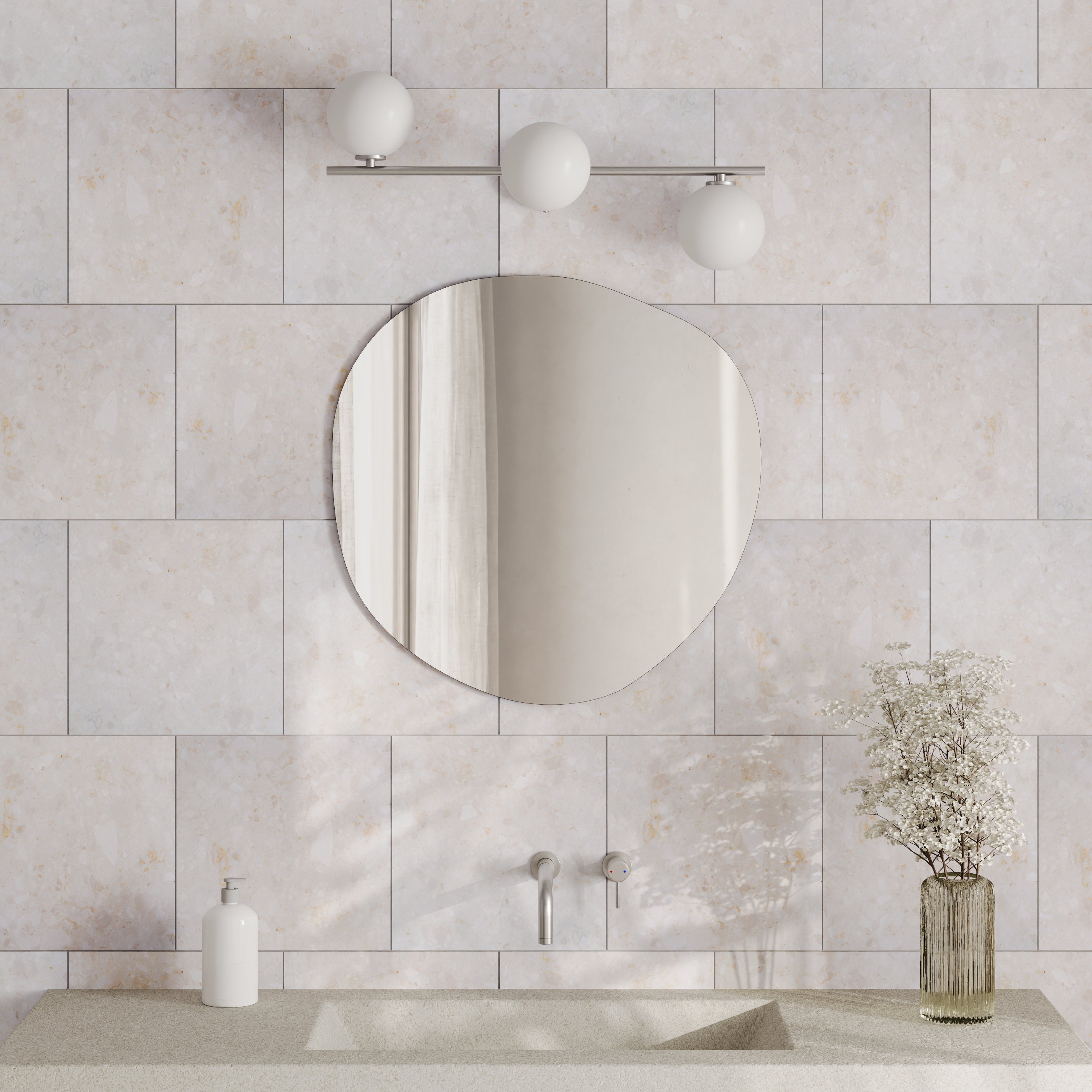 Organics Slim Mirror with 3 Sphere Light