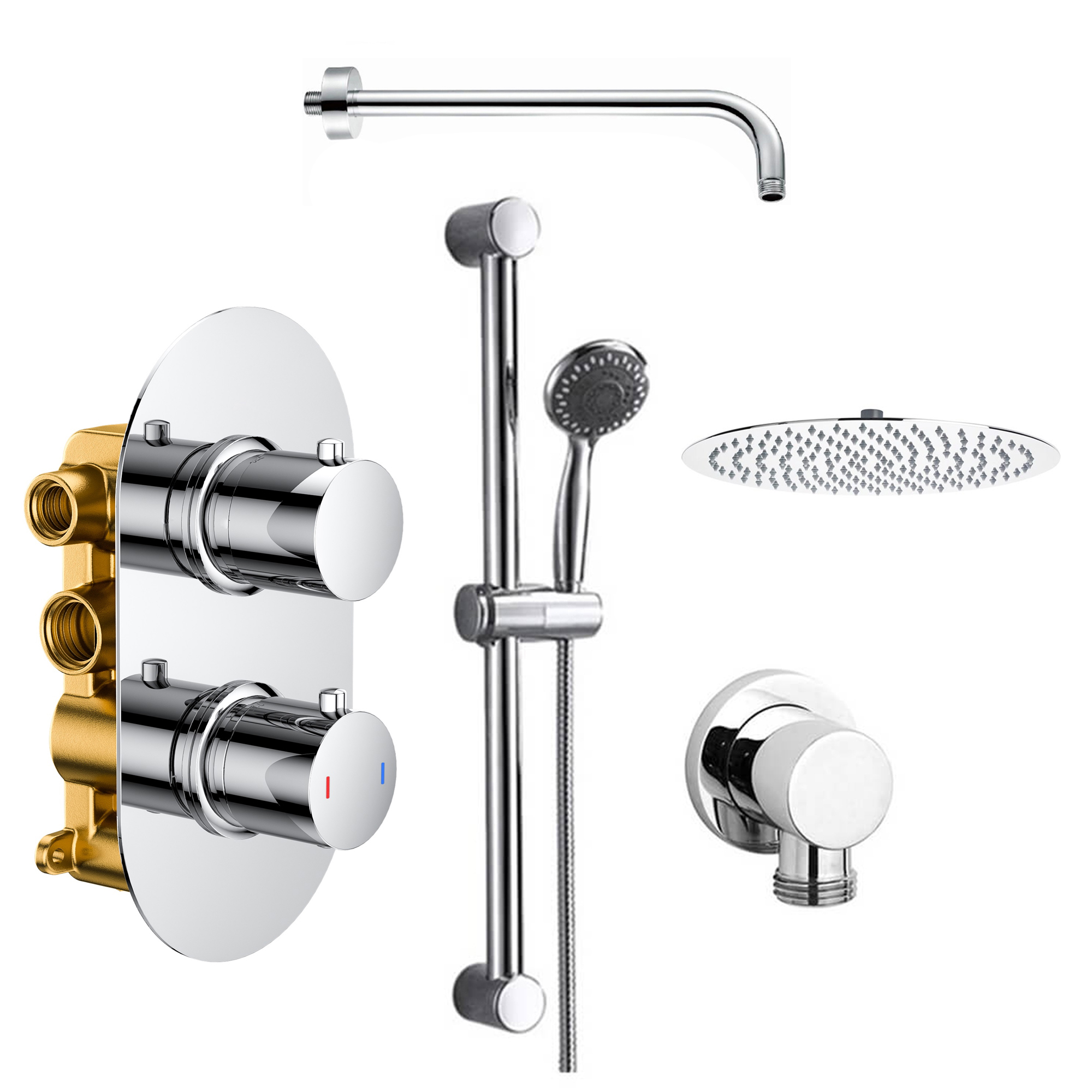 Orla Concealed Shower Valve, Fixed Head & Slide Rail Kit