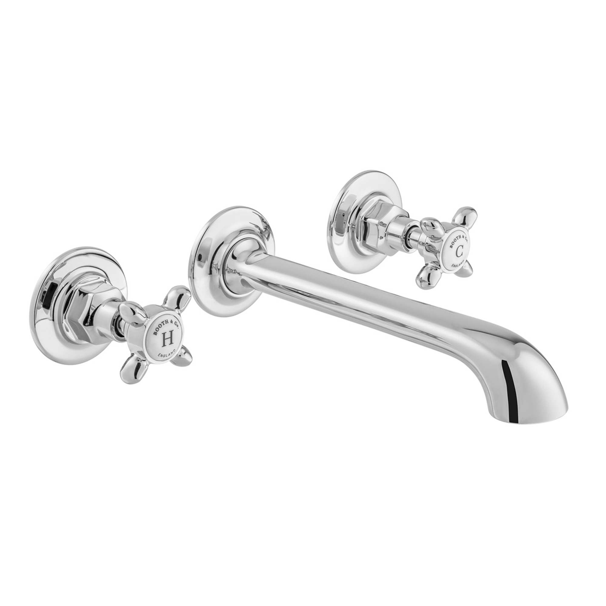 Booth & Co Axbridge Traditional Crosshead 3 Hole Wall Mounted Basin Mixer Tap