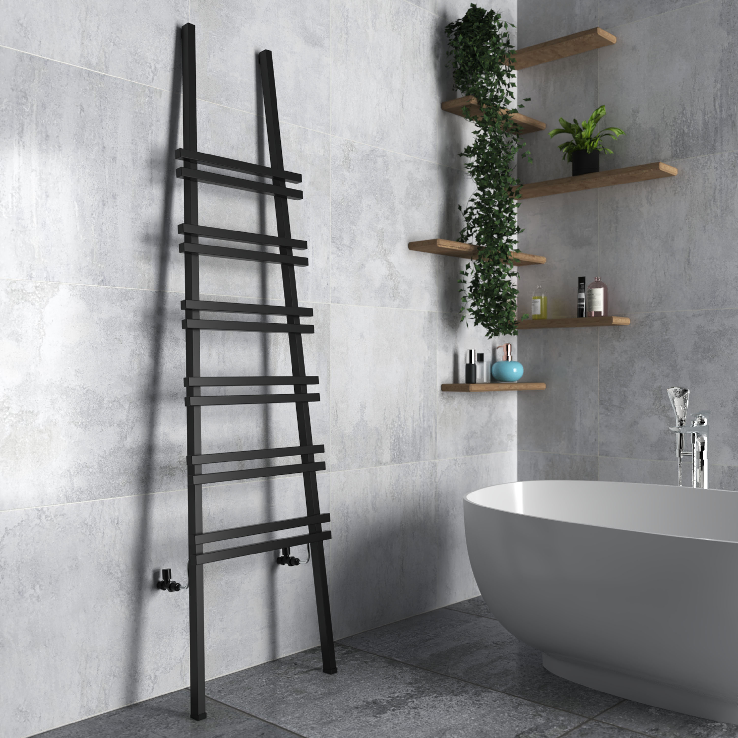 Carisa Jacobs Floor Mounted Ladder Aluminium Heated Towel Rail - 2000 x 535mm
