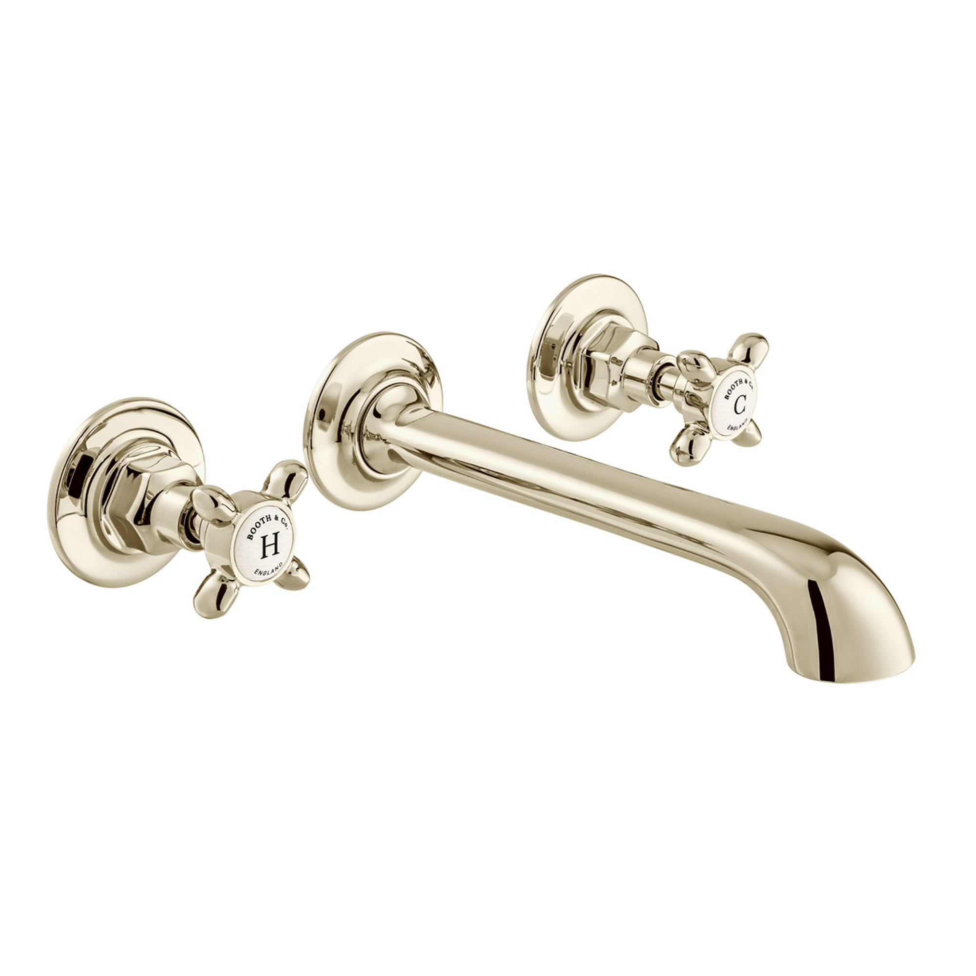 Booth & Co Axbridge Traditional Crosshead 3 Hole Wall Mounted Basin Mixer Tap