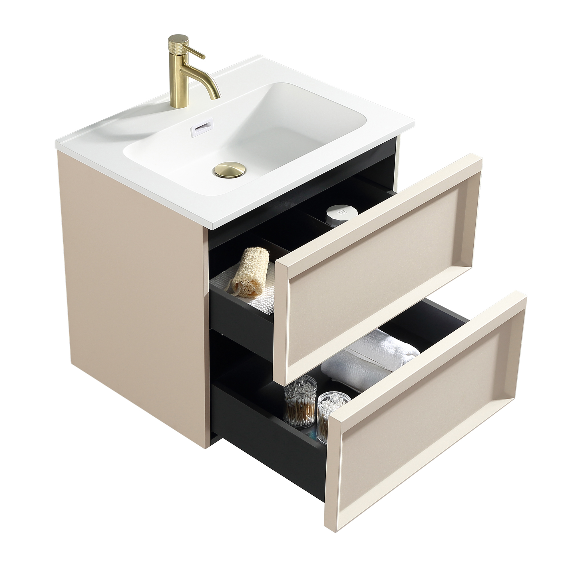 Aura 600mm Wall Mounted Vanity Unit & Matt White Basin