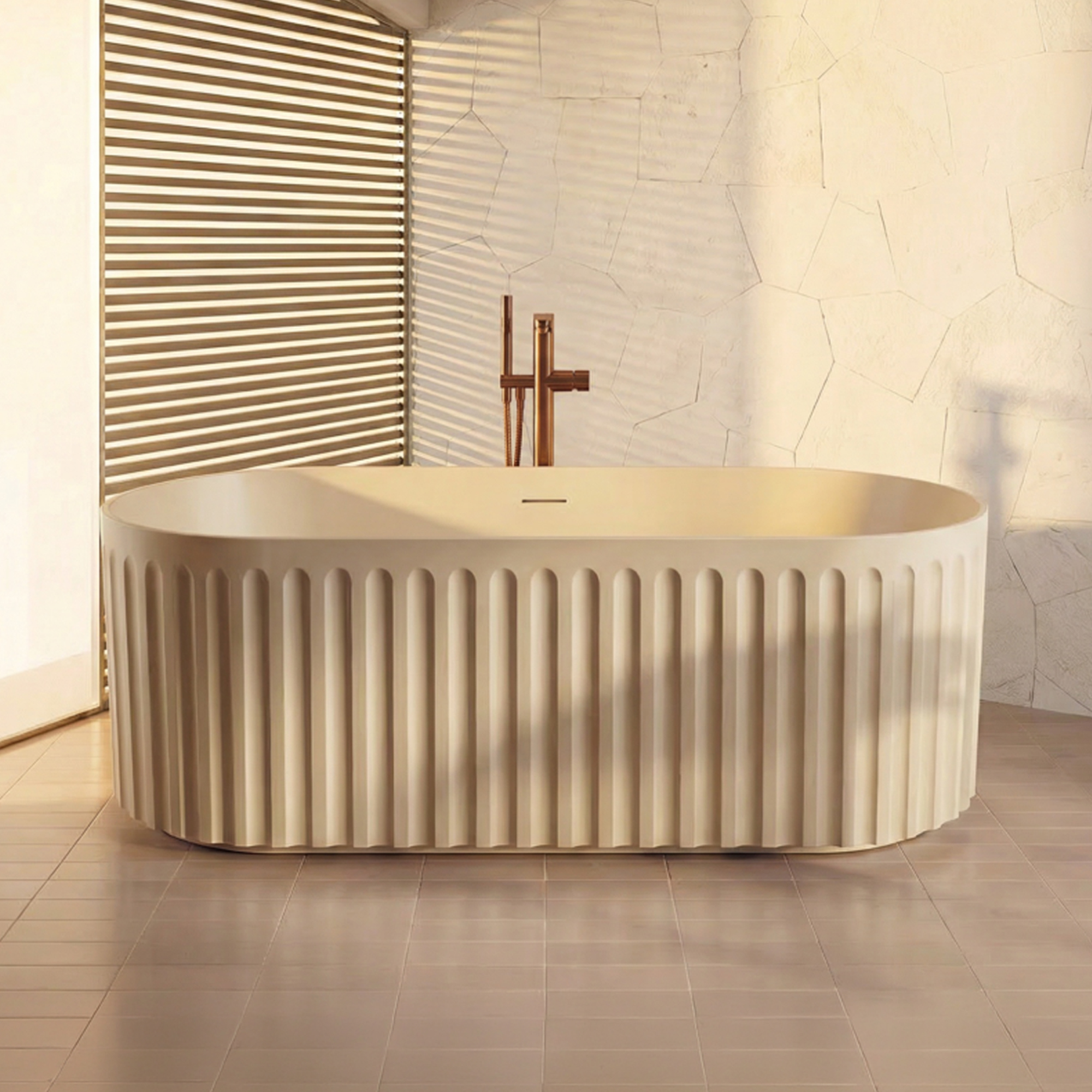 Drench Groove Oval Fluted Acrylic Bath - 1700 x 750mm