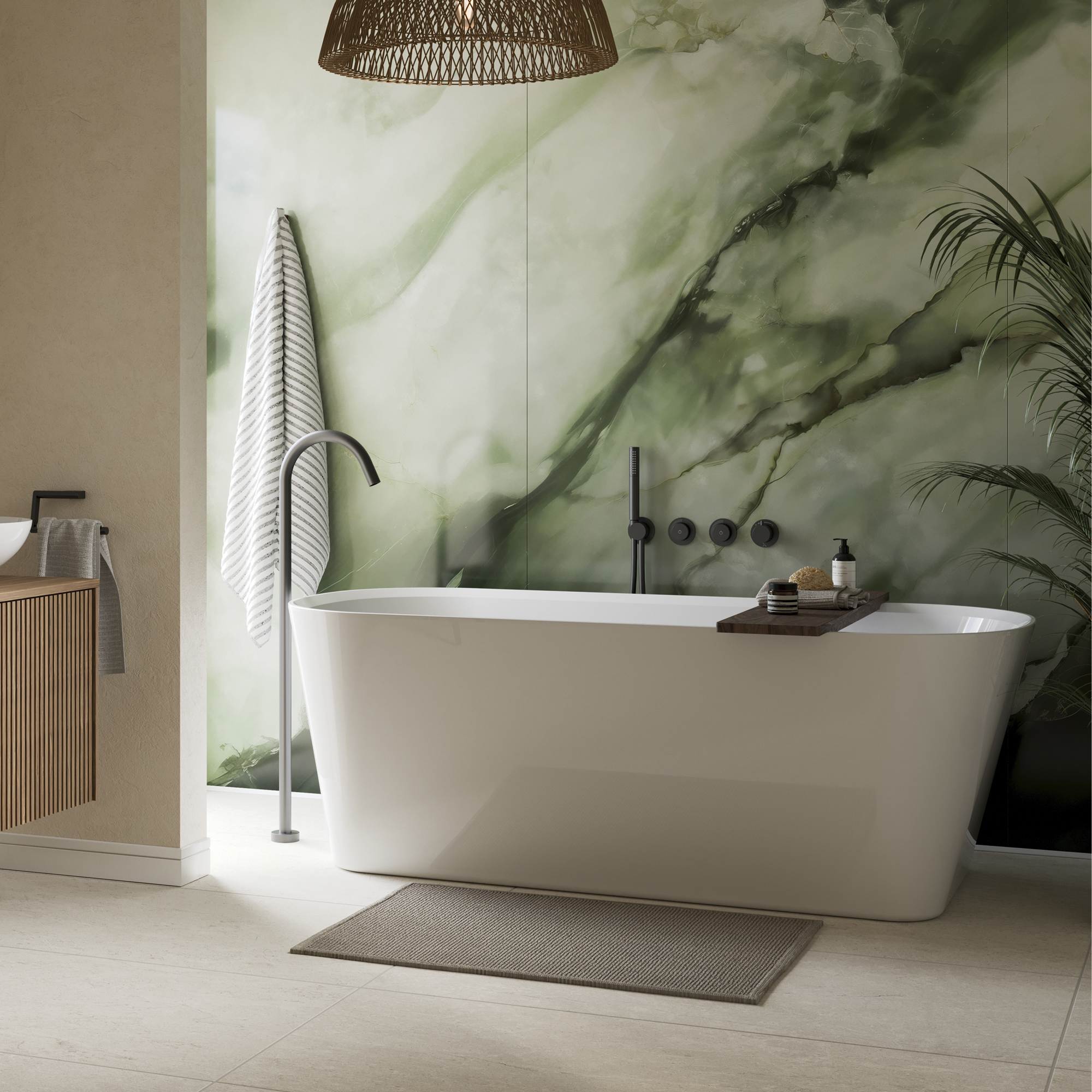 Crosswater Moss Stone Acrylic Bathroom Wall Panel