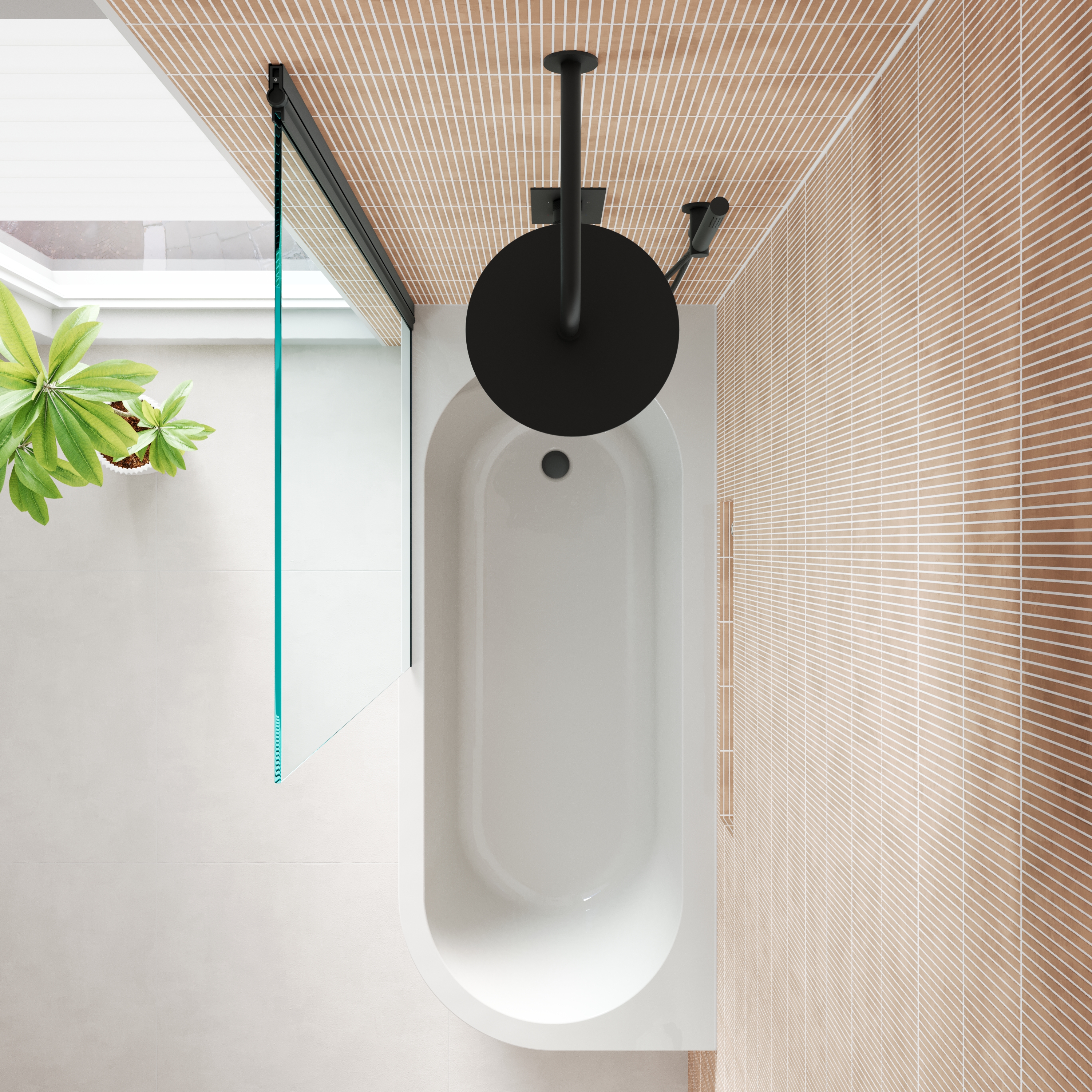 Armourcast Reinforced J Shaped Shower Bath with Panel & Matt Black Shower Screen - 1700mm