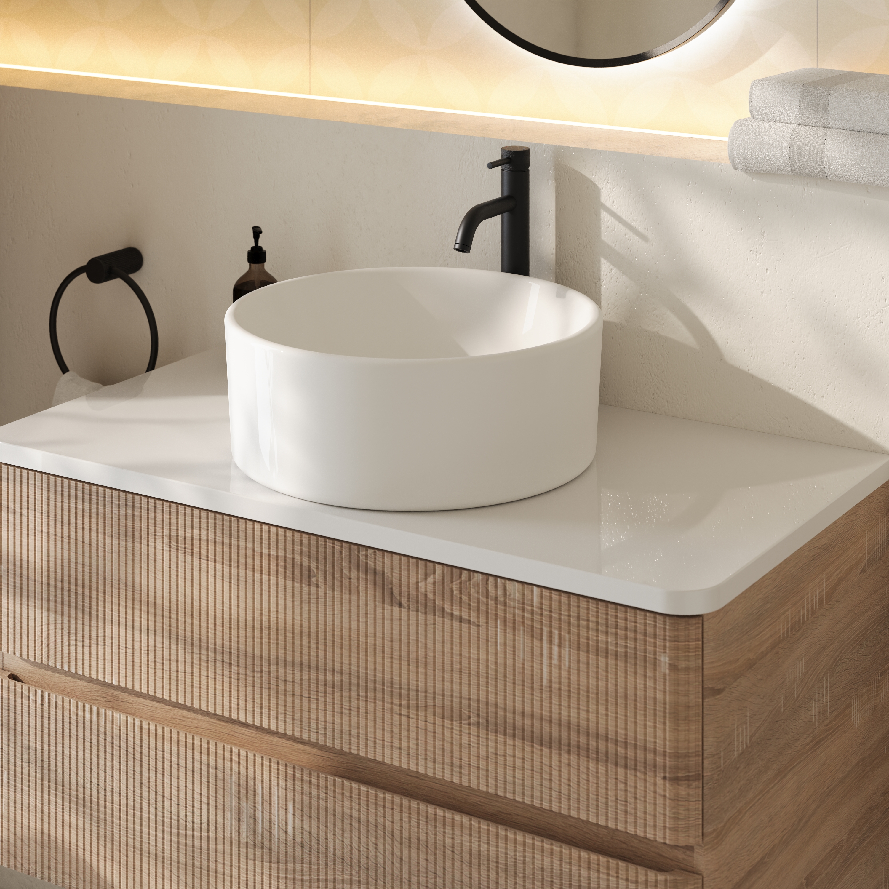 Drench Origin 900mm Fluted Wall Mounted Vanity Unit & Countertop
