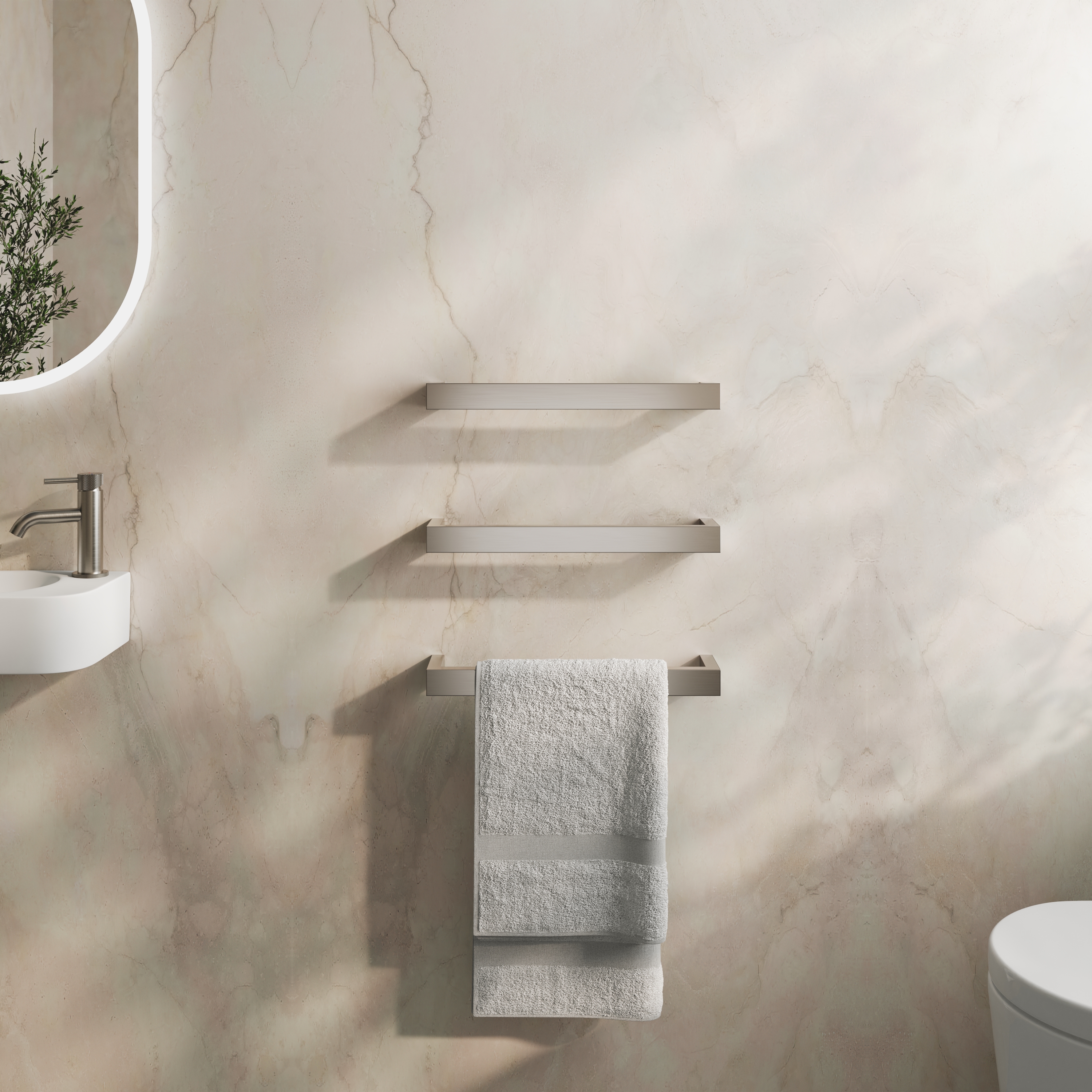 Toasty Flare Brushed Stainless Steel Electric Heated Towel Rail