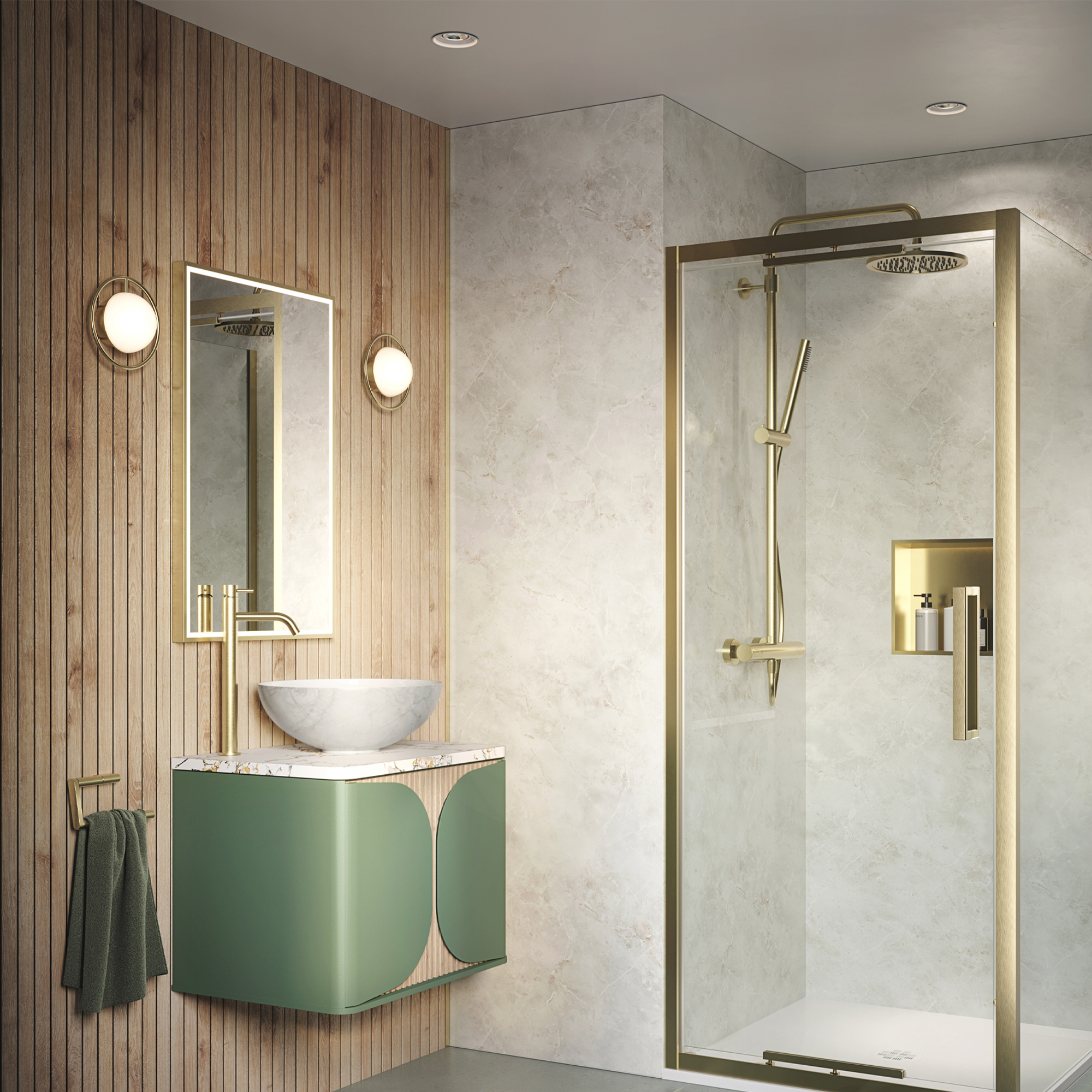 Showerwall Arcade Matt Oak Laminate Ply Wood Proclick Bathroom Wall Panel - 2400 x 600mm