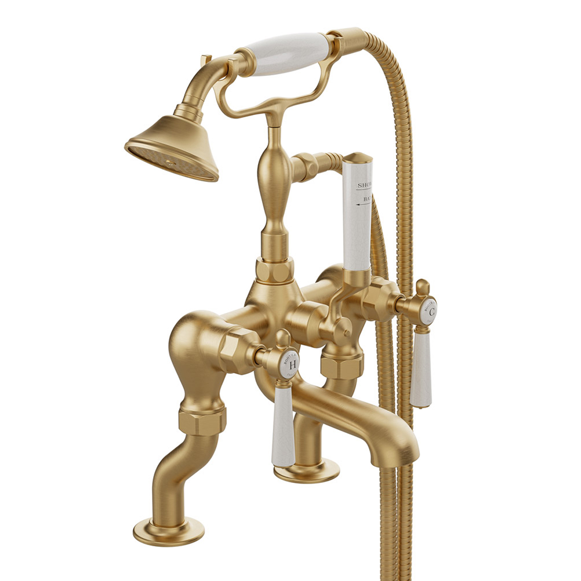 Booth & Co Axbridge Traditional Lever Deck Mounted Bath Shower Mixer Tap