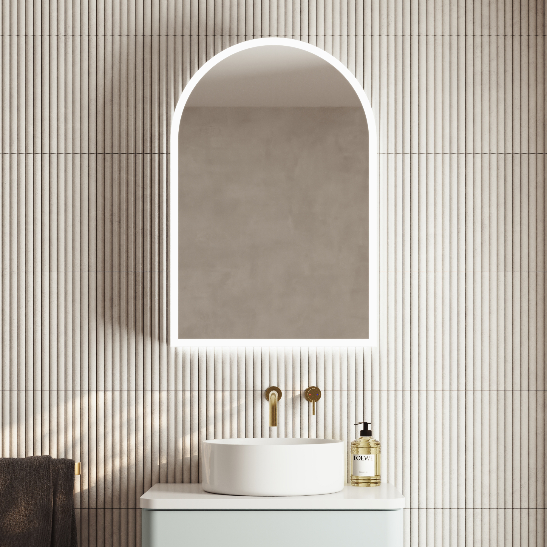 Harper LED Arch Mirrored Cabinet with Demister Pad, Shaver Socket & Colour Change Lights - 500 x 750mm