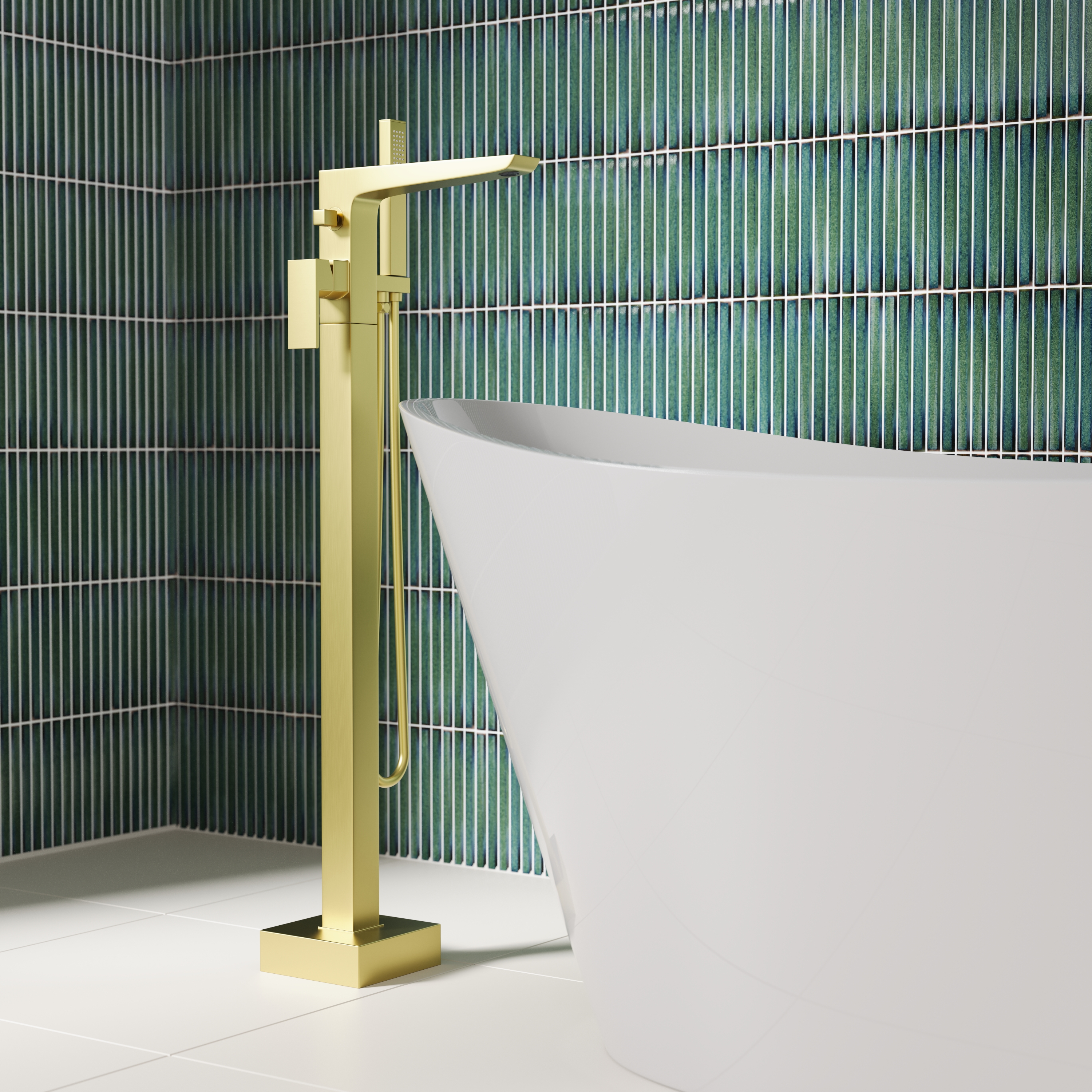 Harbour Status Floorstanding Bath Shower Mixer Tap - Brushed Brass