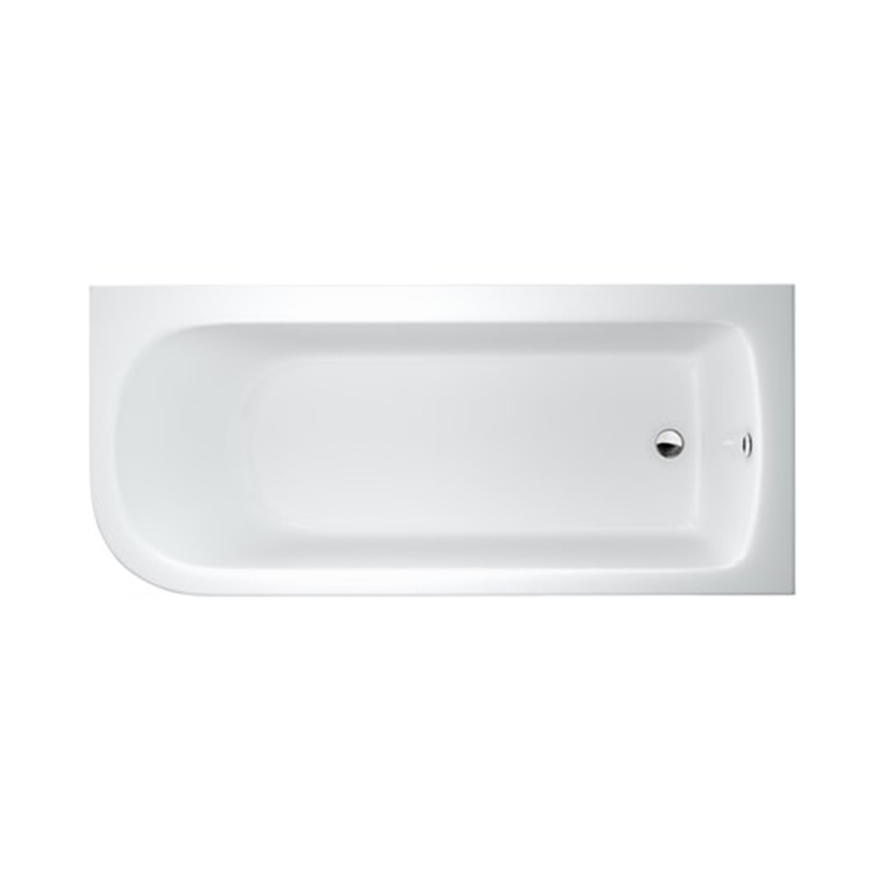 Britton Bathrooms Viride Single Ended Offset J-Shaped Bath, Panel & Cradle - 1700 x 750mm