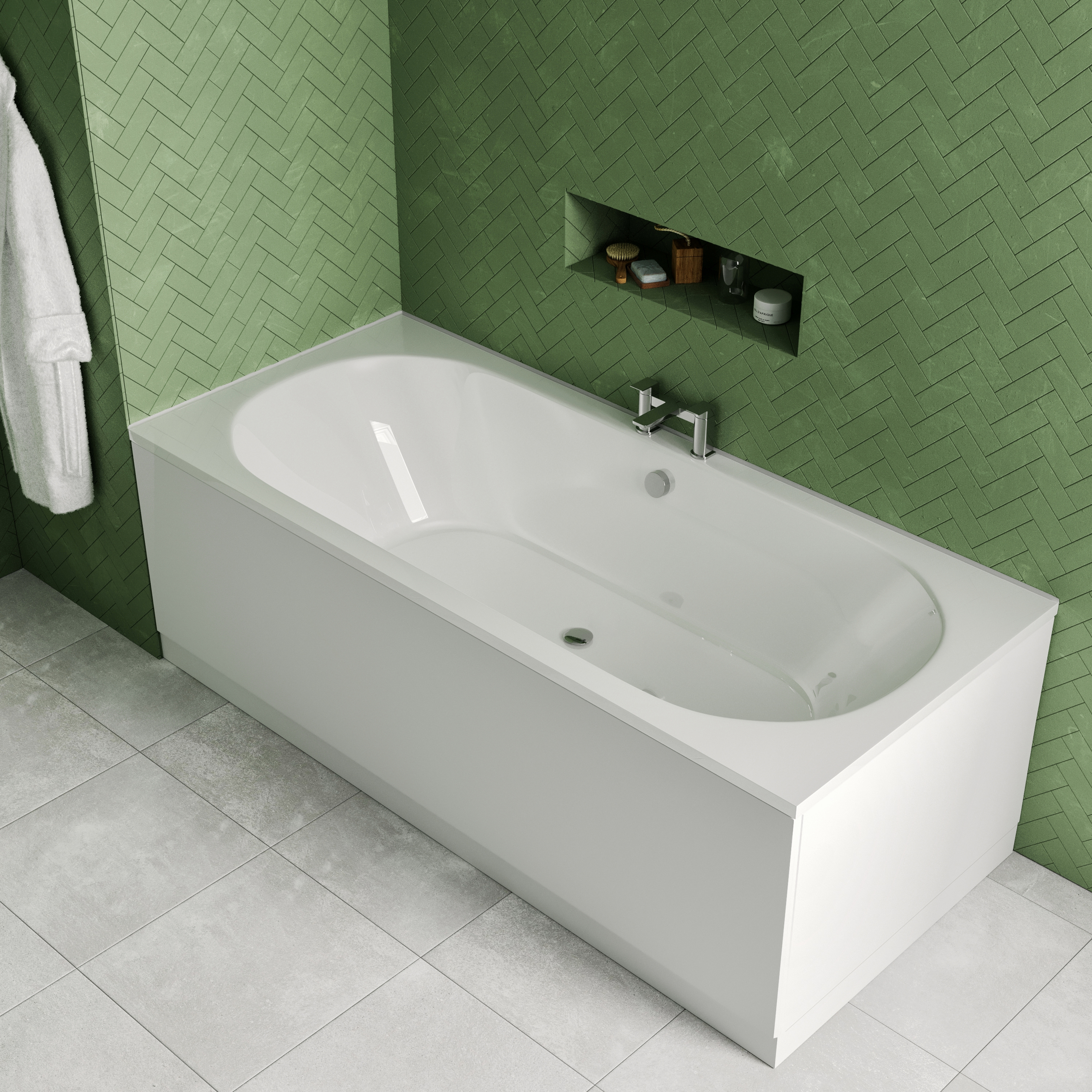 Drench Straight Double Ended Bath - Curved