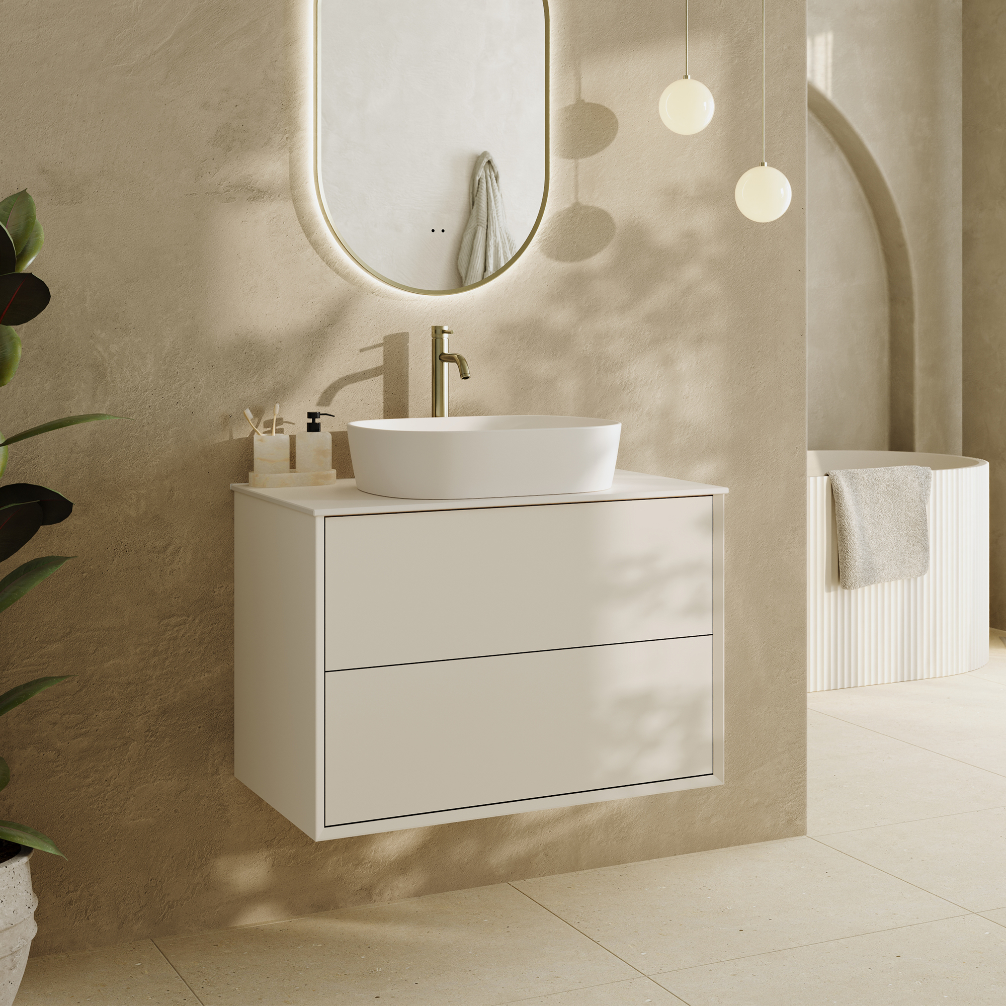 Oslo 800mm Wall Mounted Vanity Unit & Sintered Stone Countertop